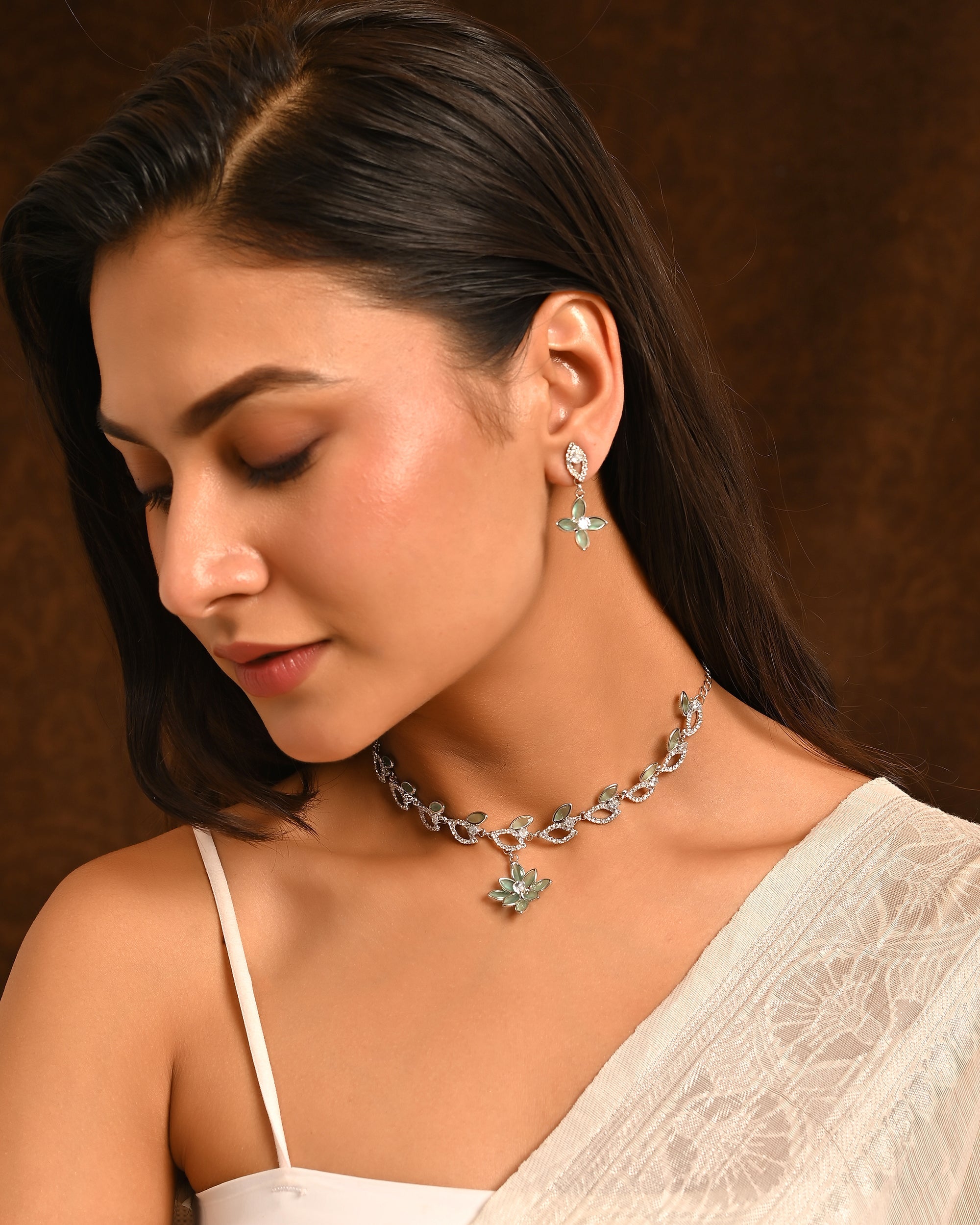 Ocean Floral Vine Pendant  Pendants Choker Set