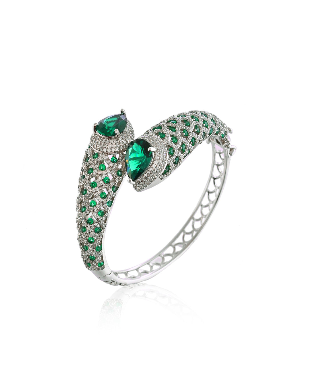 Emerald Pave Serpent Cuff Bracelet