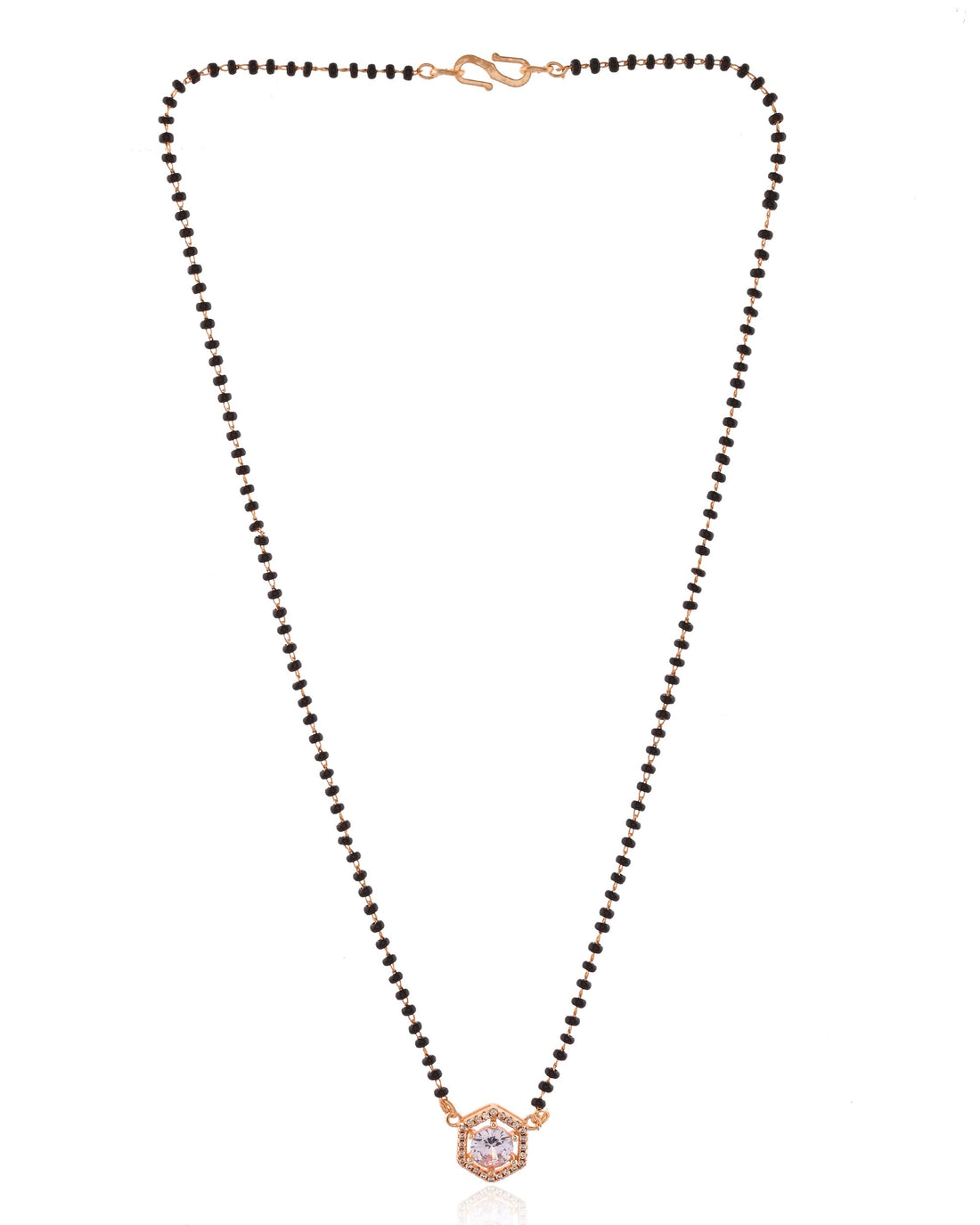 Hexagon Halo Crystal Rose Gold Mangalsutra