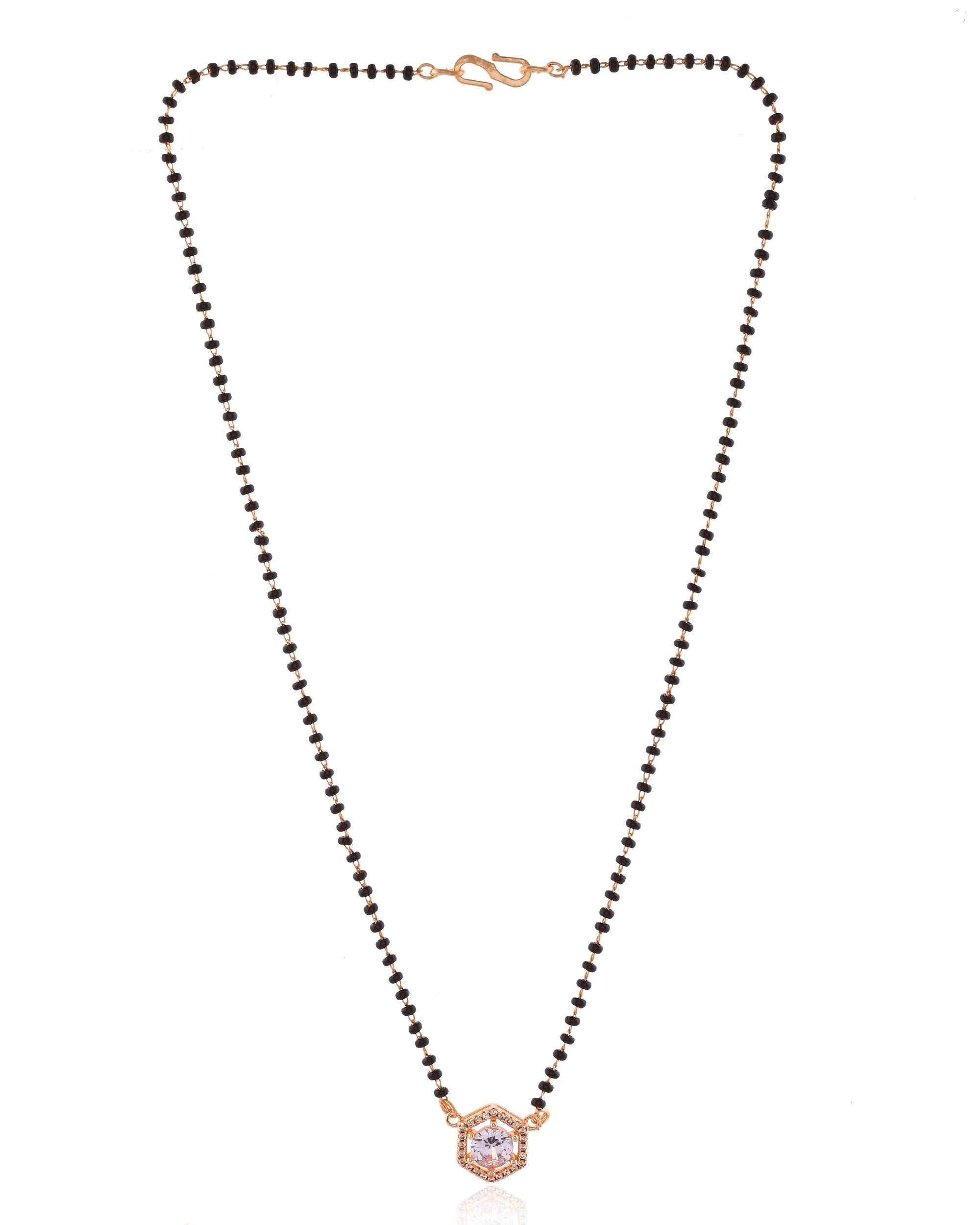 Hexagon Halo Crystal Rose Gold Mangalsutra