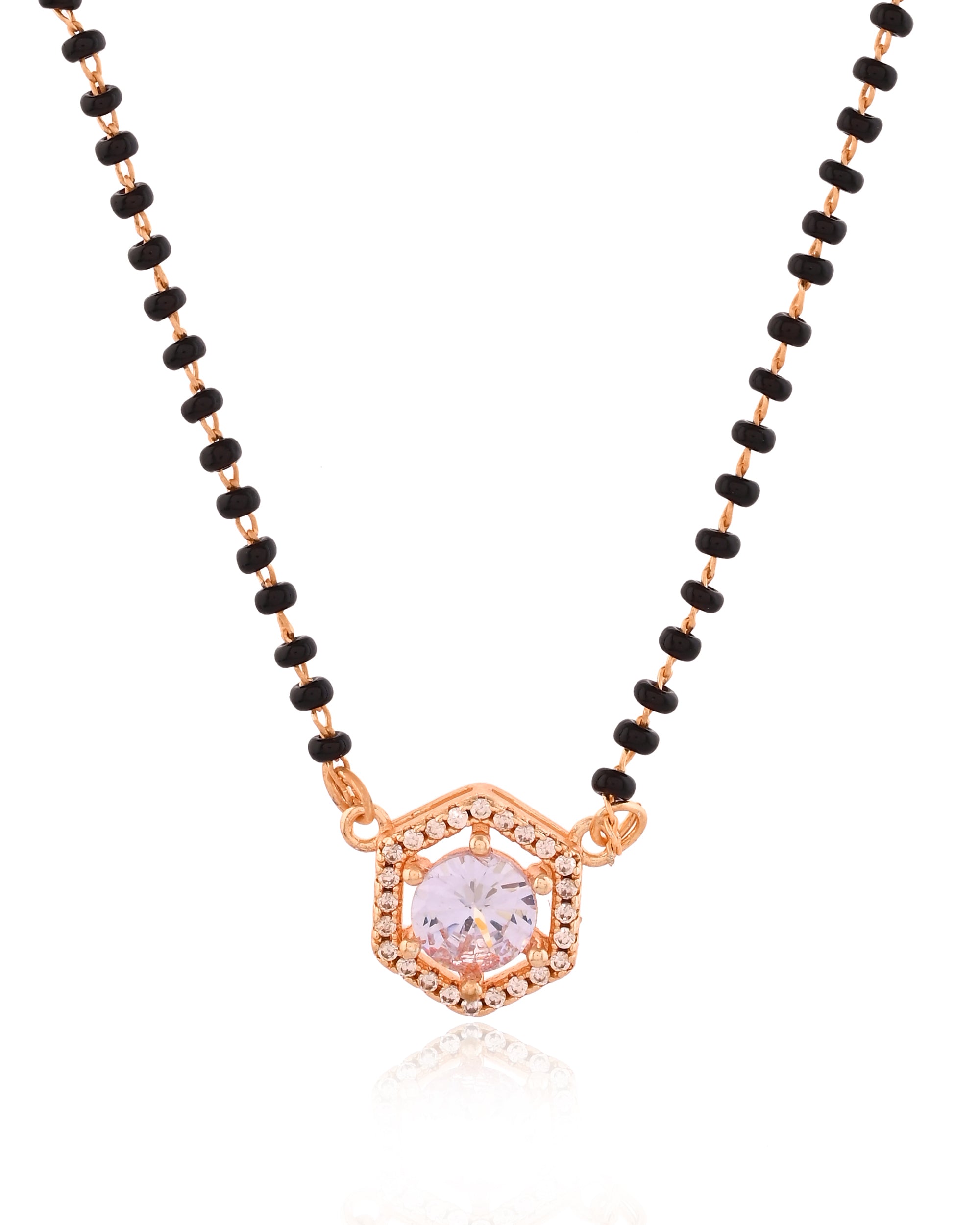 Hexagon Halo Crystal Rose Gold Mangalsutra