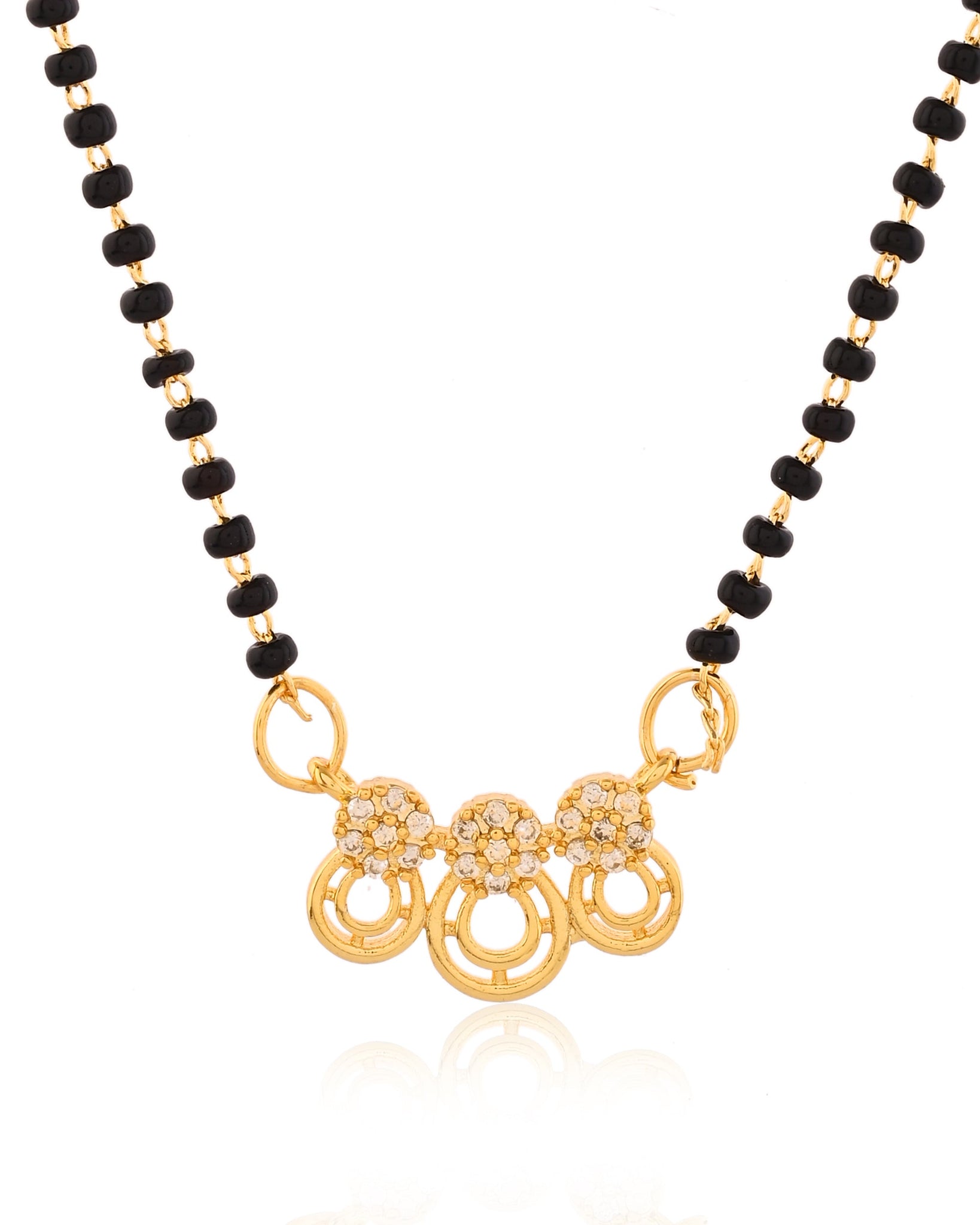 Everlasting Gold Pave Halo Three-Ring Mangalsutra