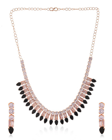 Crystal-Studded Teardrop Noir Pendant Set