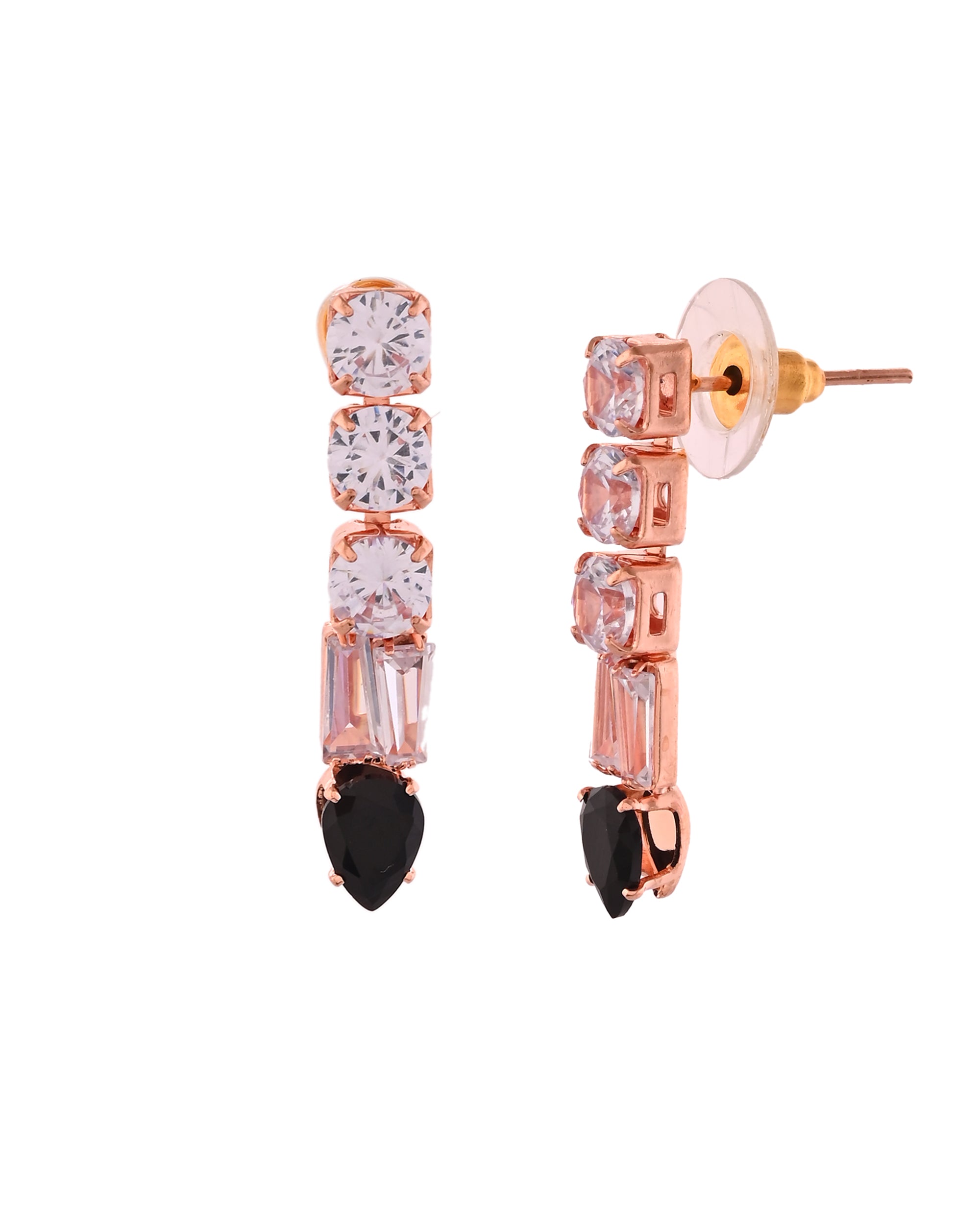 Crystal-Studded Teardrop Noir Pendant Set