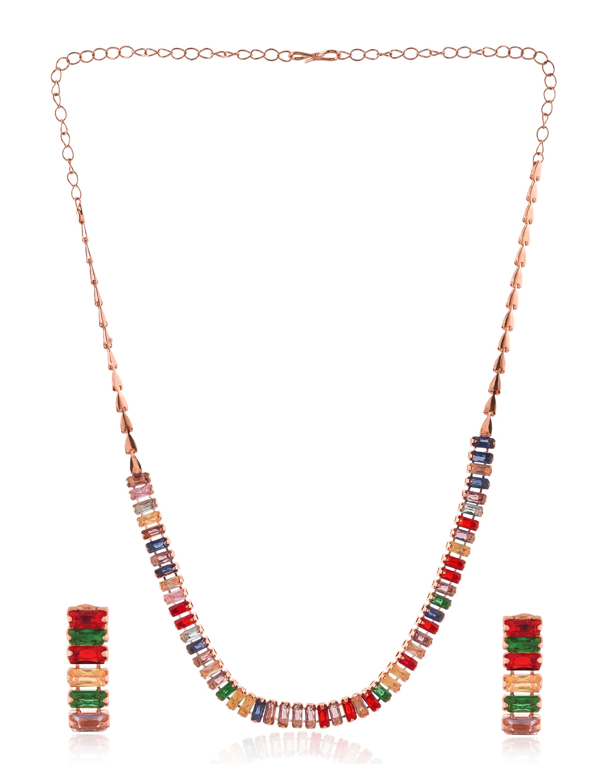 Prism Rainbow Crystal Row Pendant Set