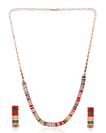 Prism Rainbow Crystal Row Pendant Set