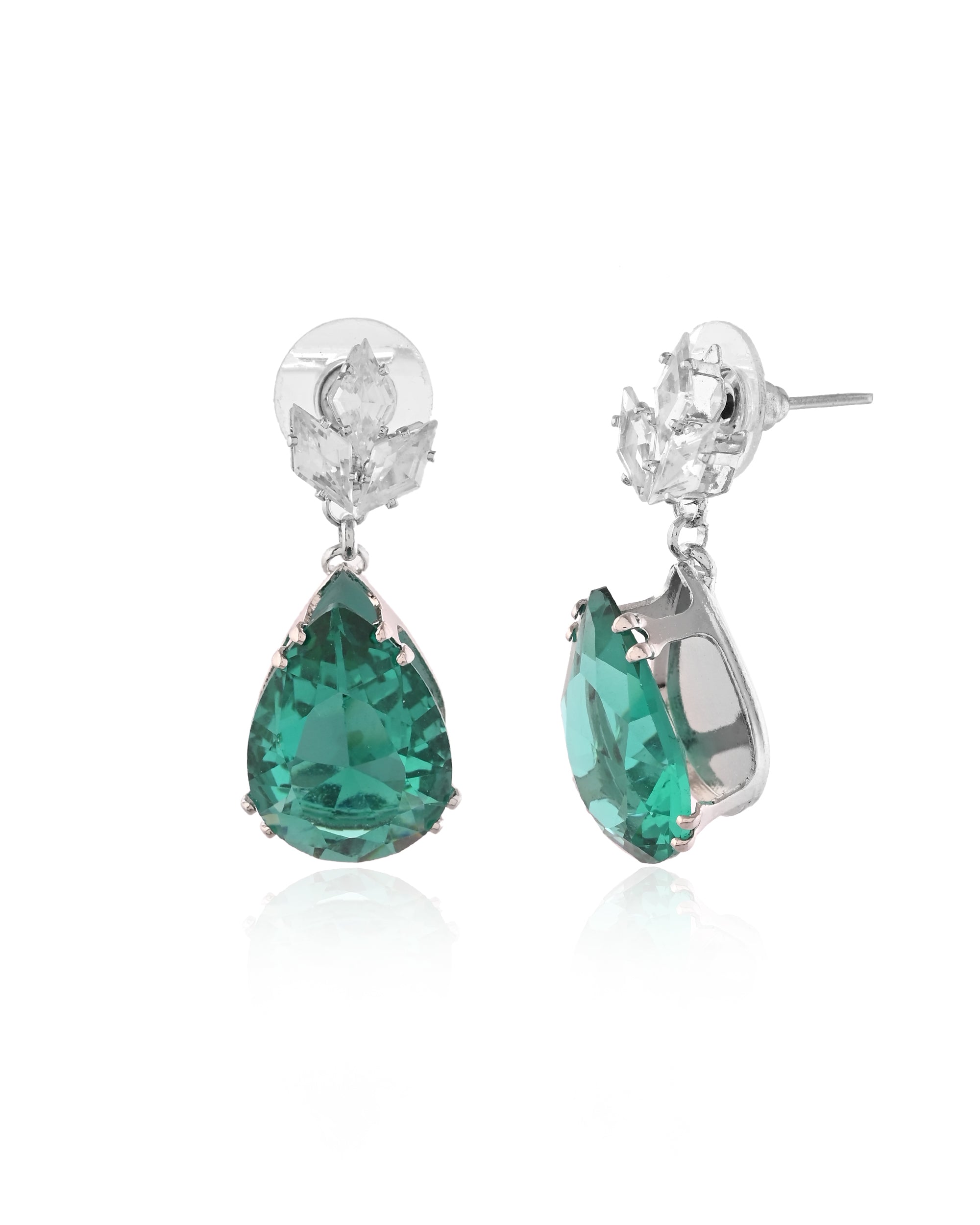 Crystal-Studded Emerald Drop Pendant Set