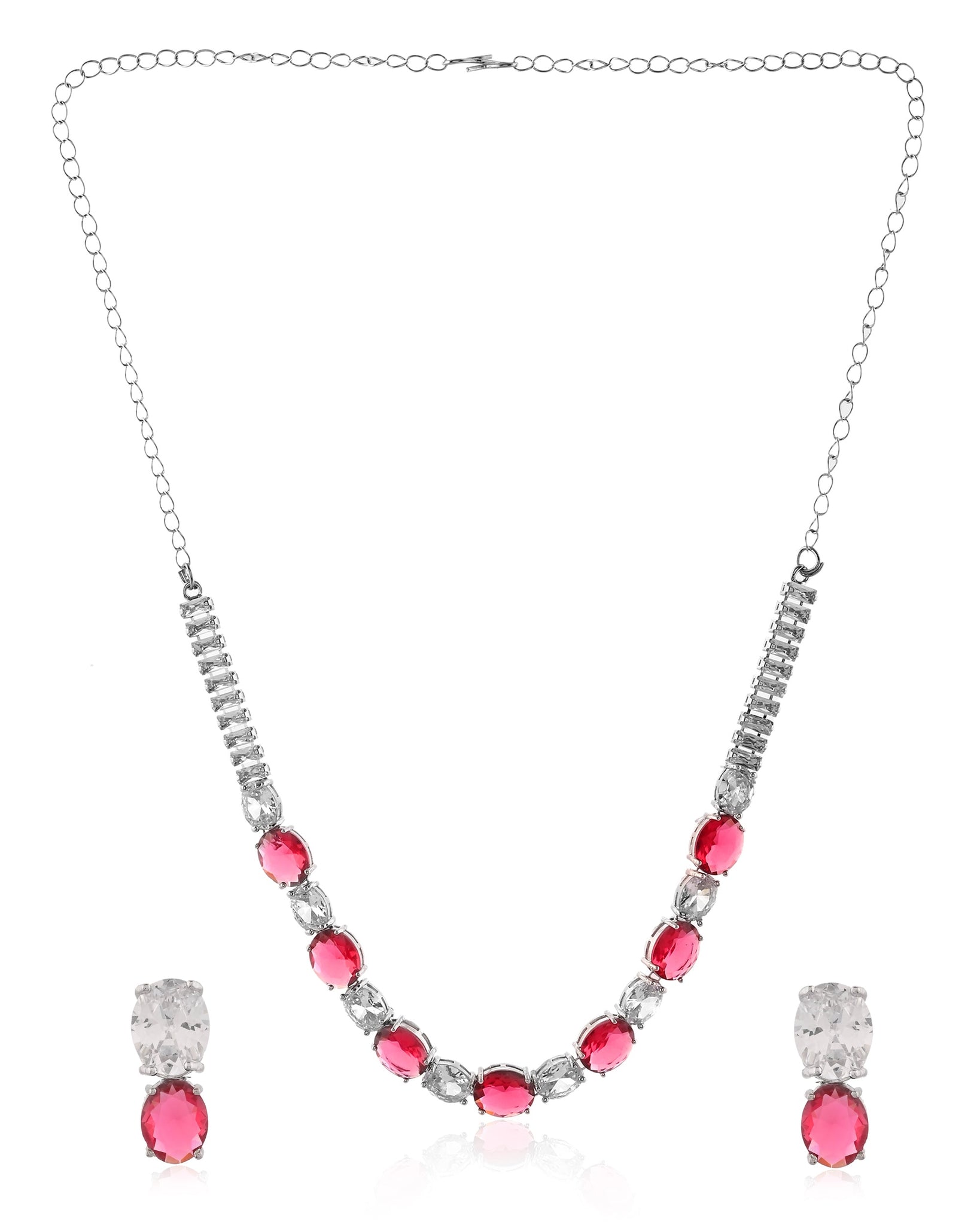 Scarlet Oval American Diamond Set