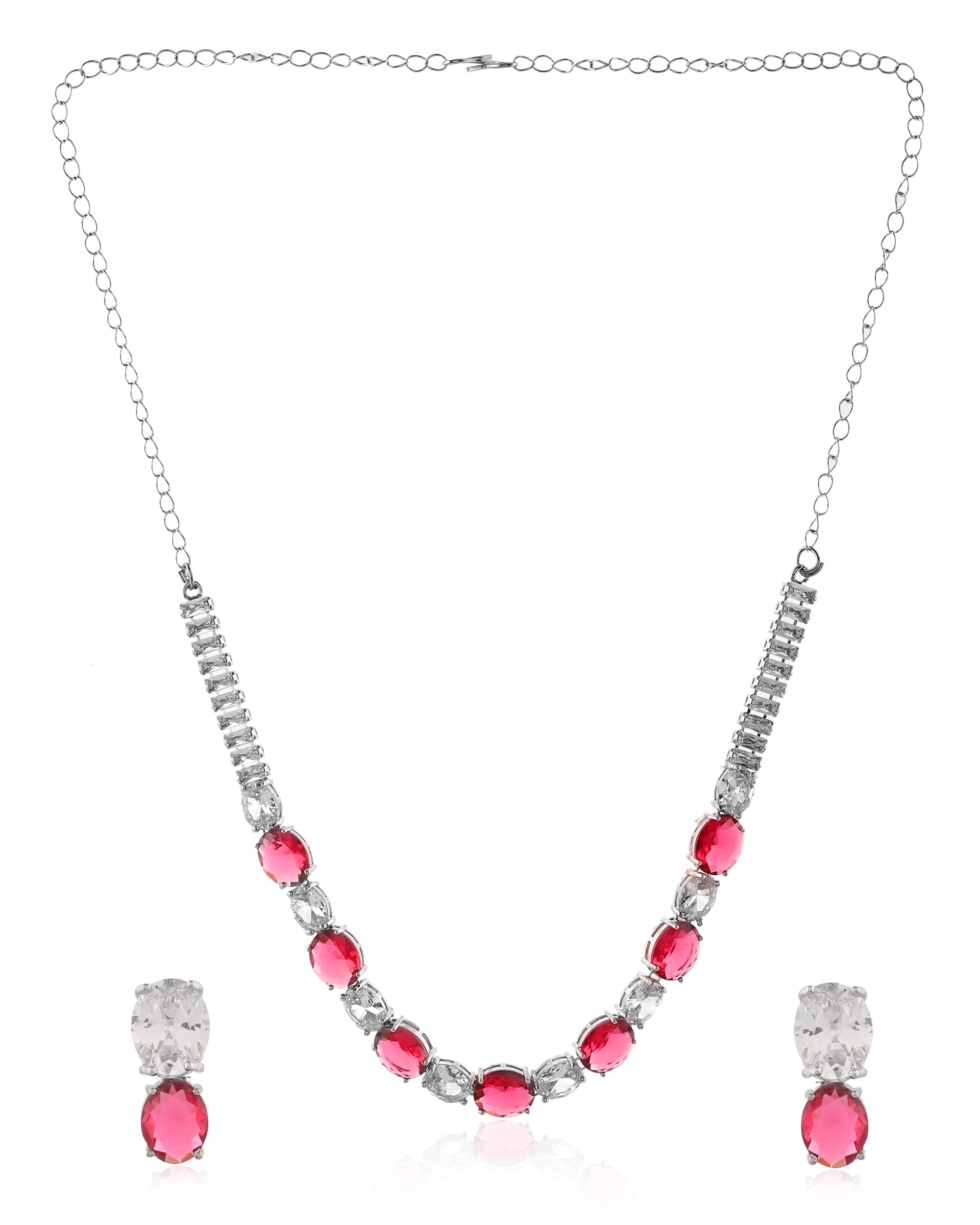 Scarlet Oval American Diamond Set