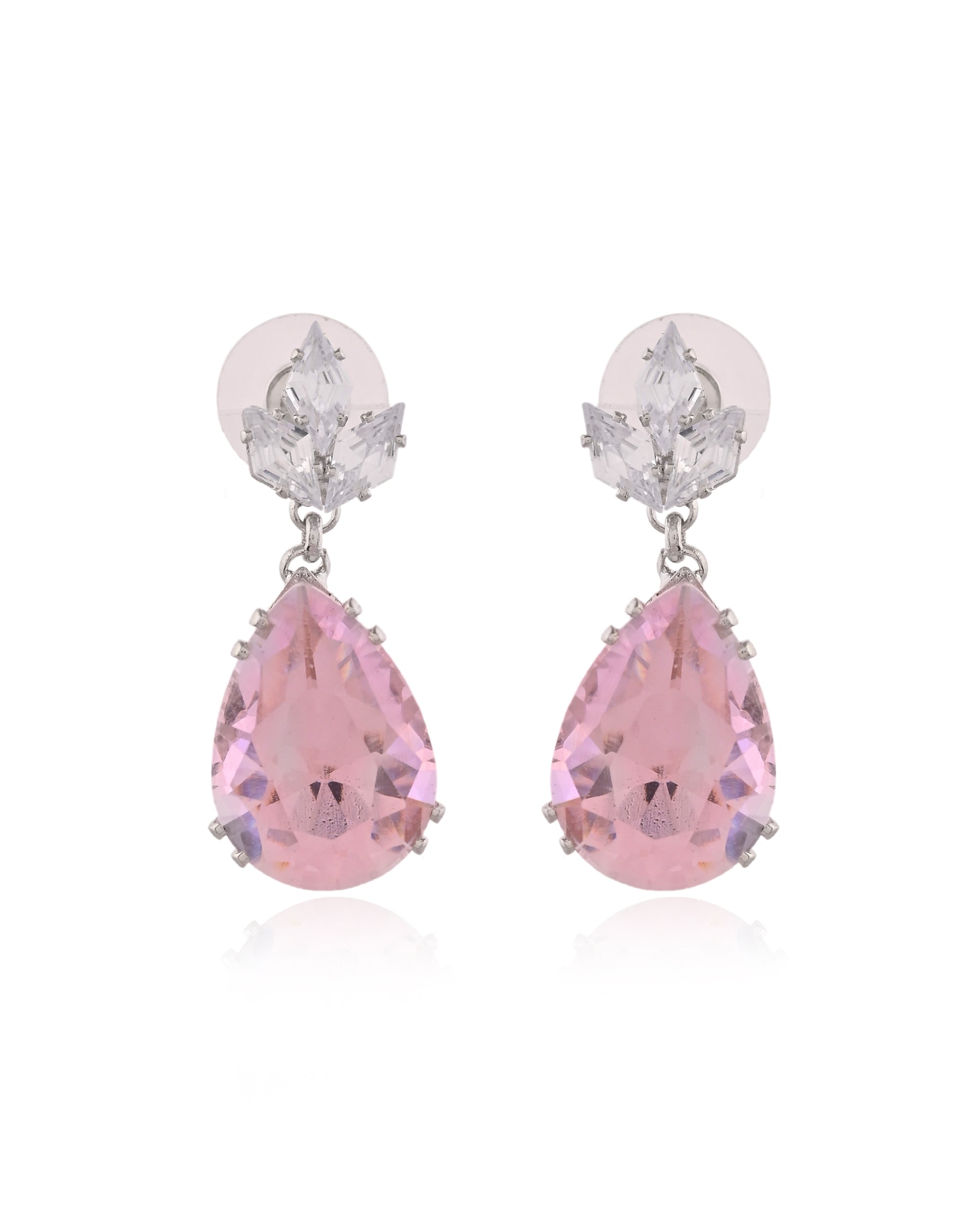 The Midnight Moonlit Pink CZ Teardrop Pendant Set