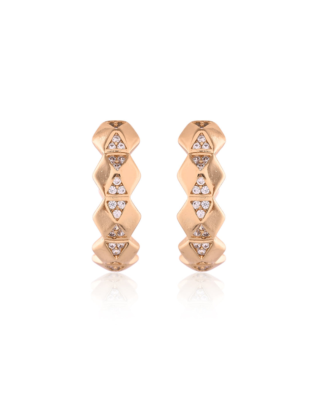 Faceted Diamond Pave Rose Gold Huggie Hoops