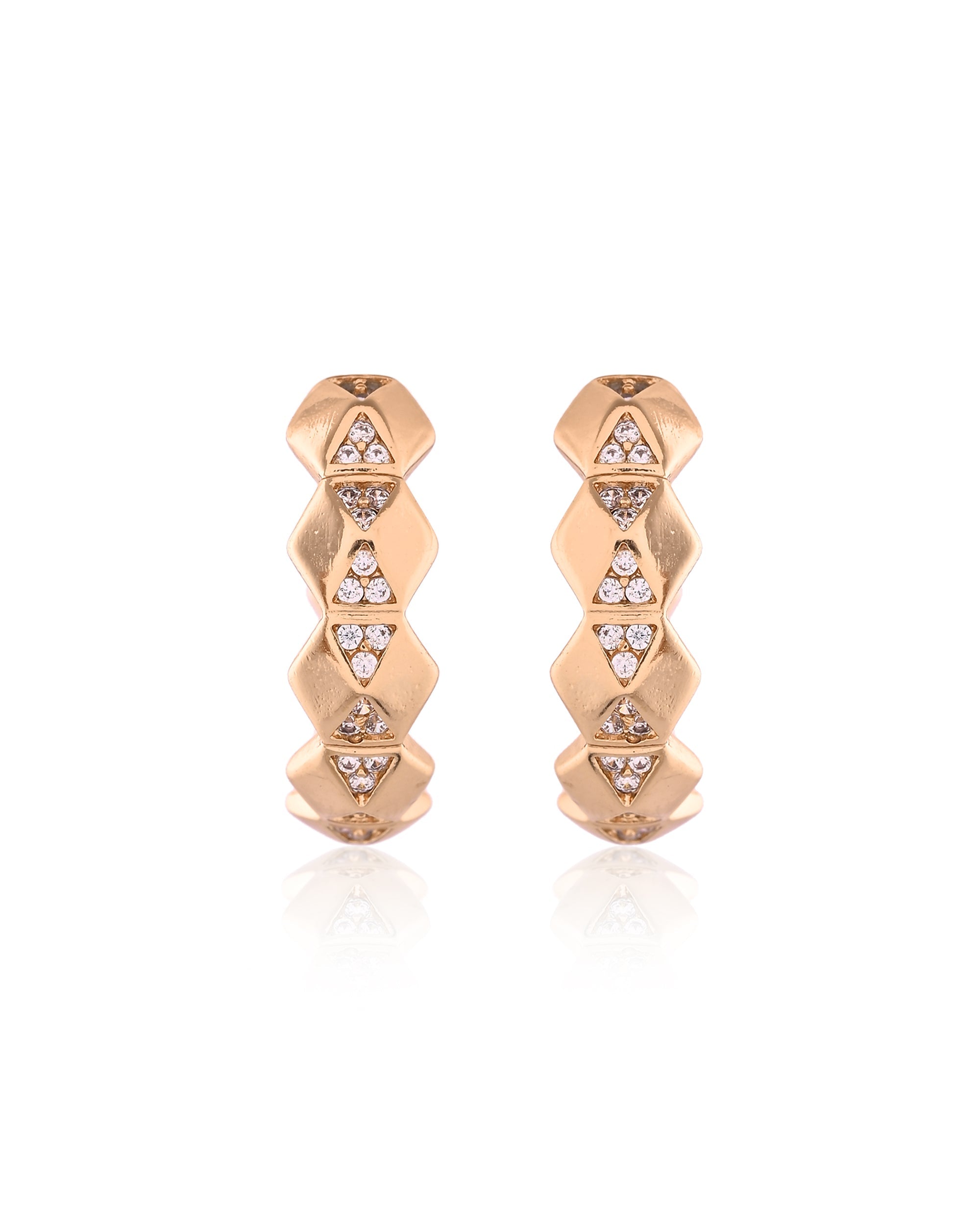 Faceted Diamond Pave Rose Gold Huggie Hoops