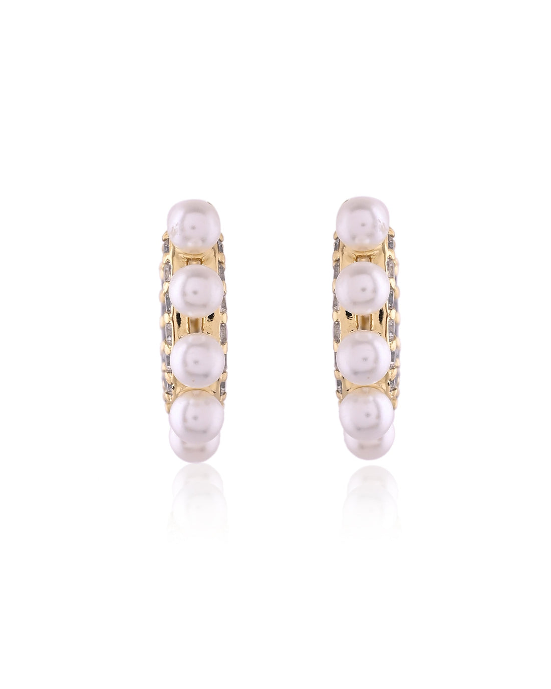 Gilded Pearl Cluster & Crystal Huggie Hoops