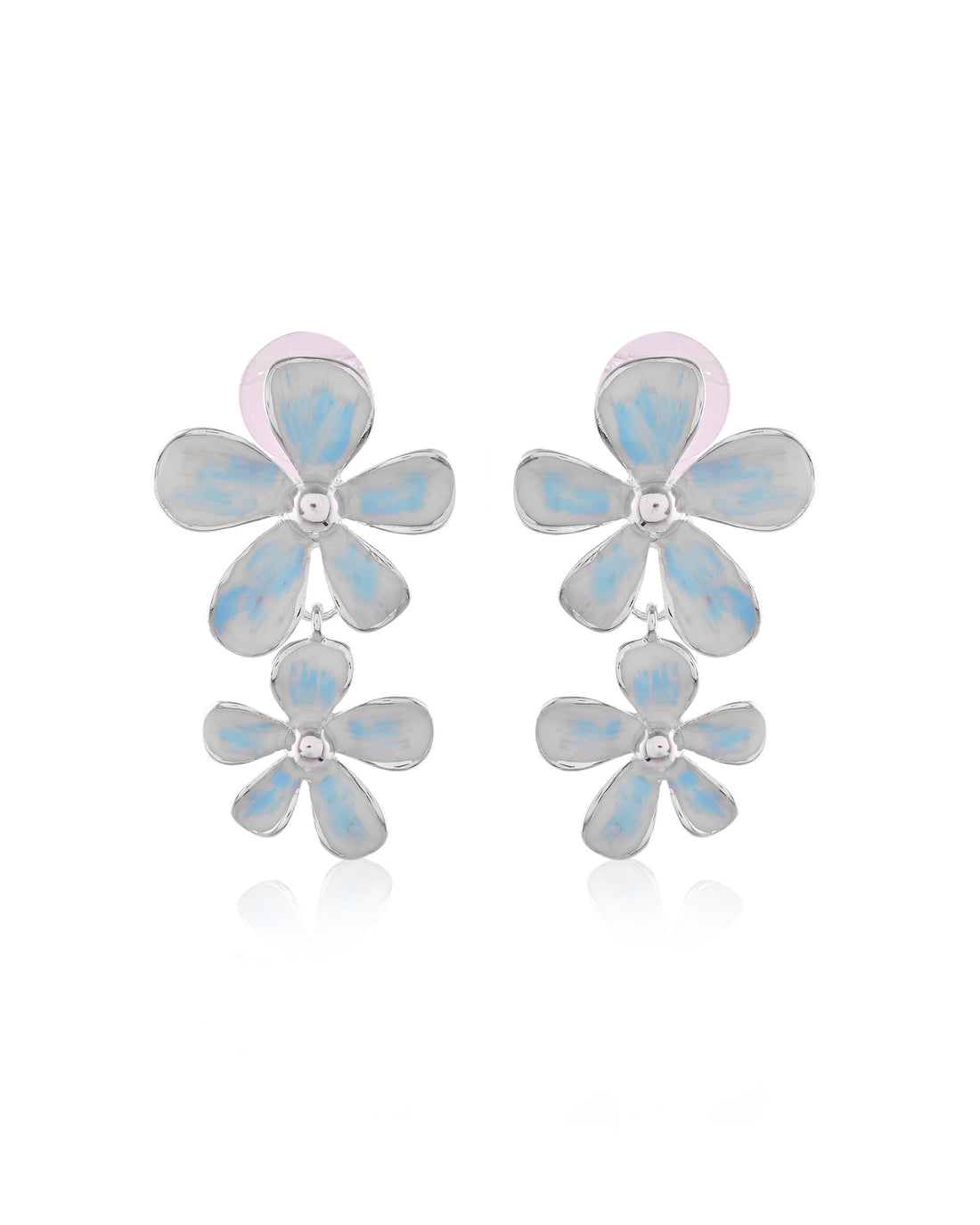 Gilded Floral Crescent Crystal Drop Earrings