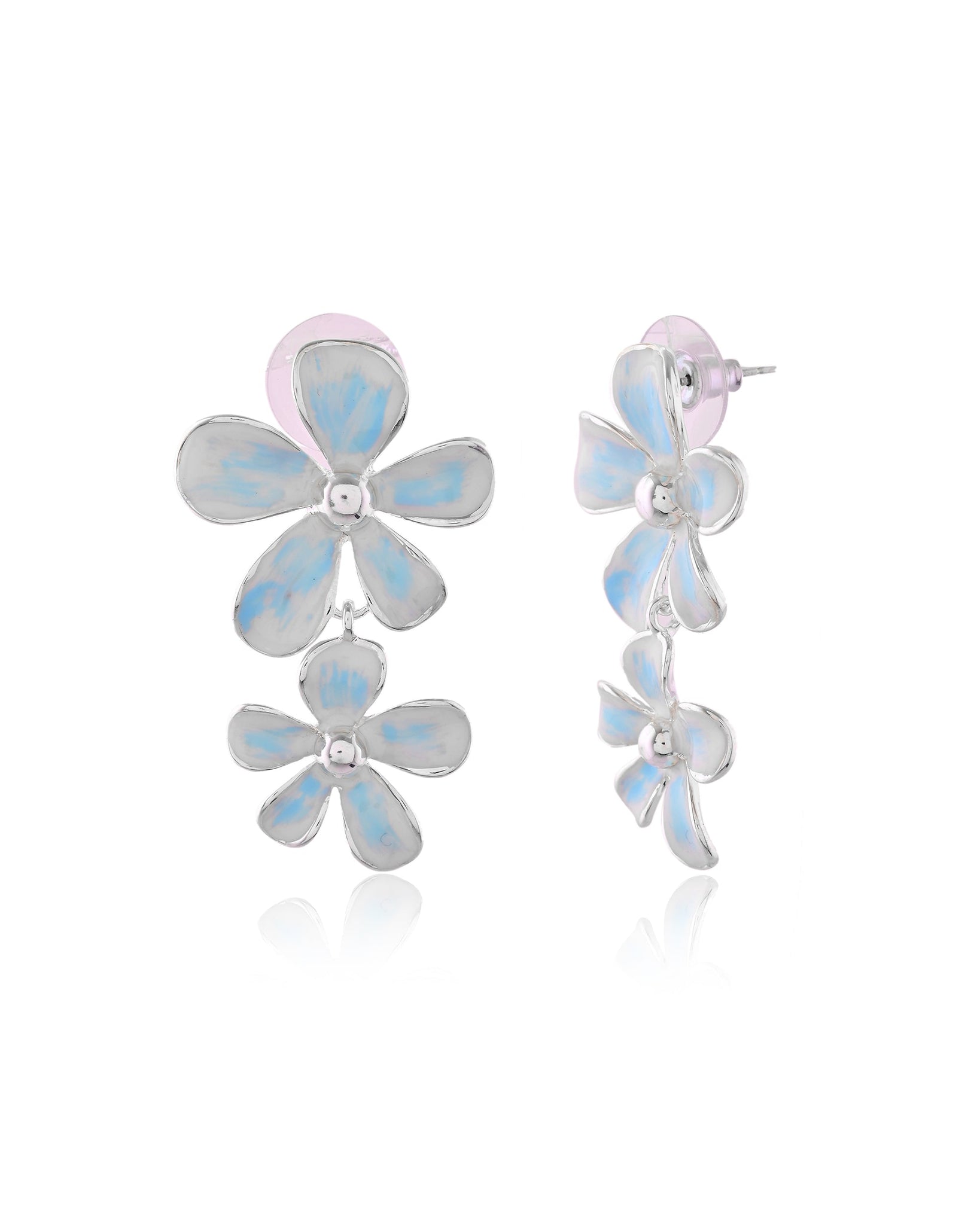 Gilded Floral Crescent Crystal Drop Earrings