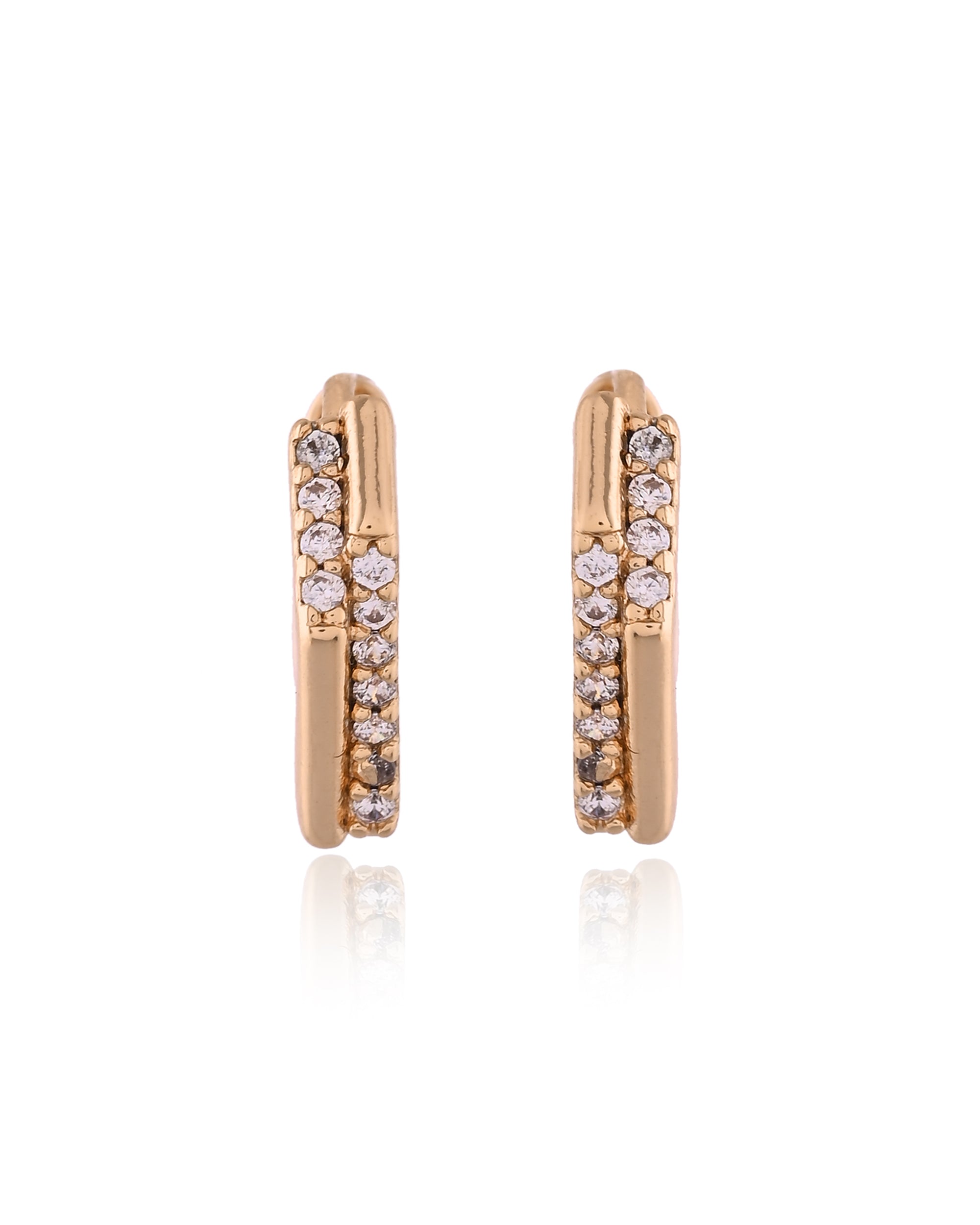 Sculpted Prism Pave Mini Hoops Earrings