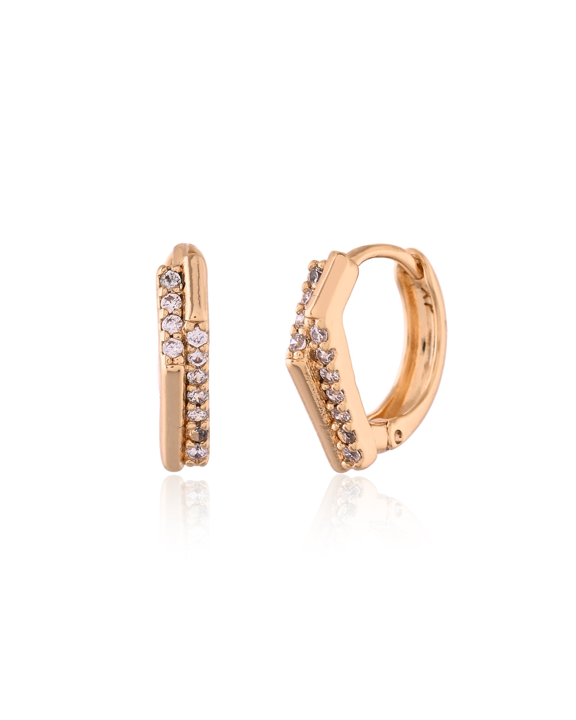Sculpted Prism Pave Mini Hoops Earrings