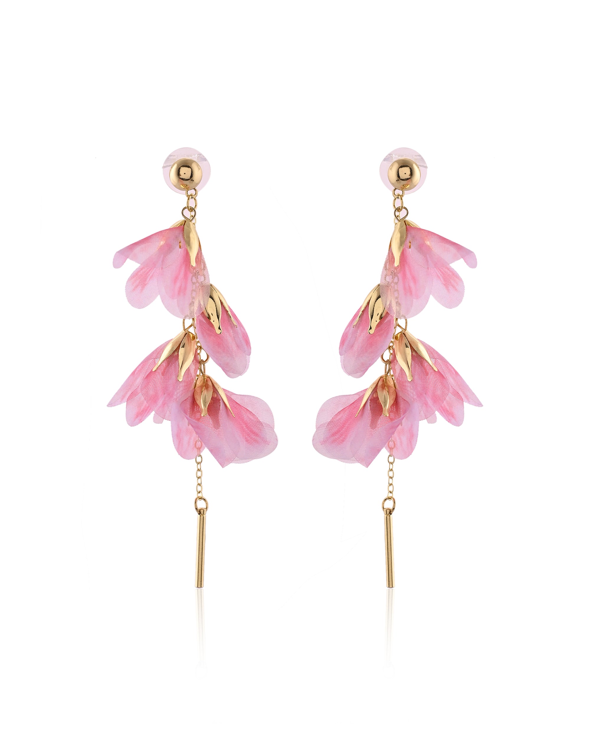 Ethereal Layered Lavender Chiffon Petal Statement Earrings