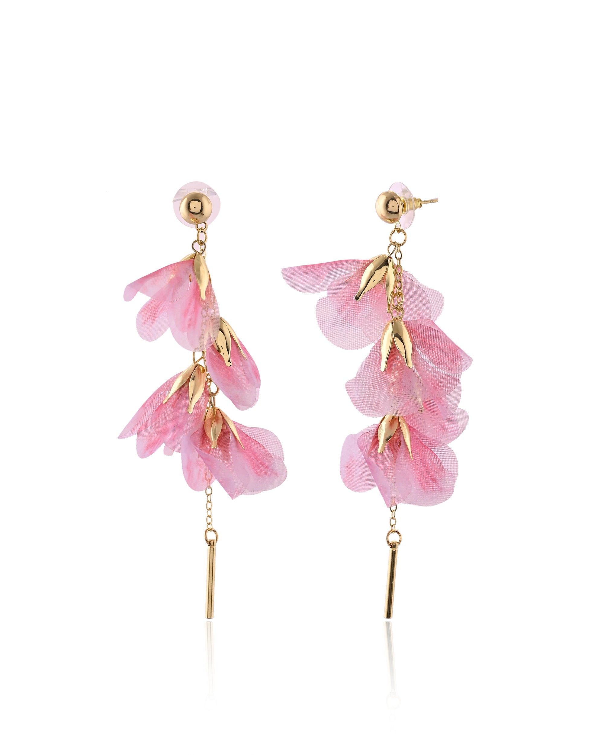 Ethereal Layered Lavender Chiffon Petal Statement Earrings