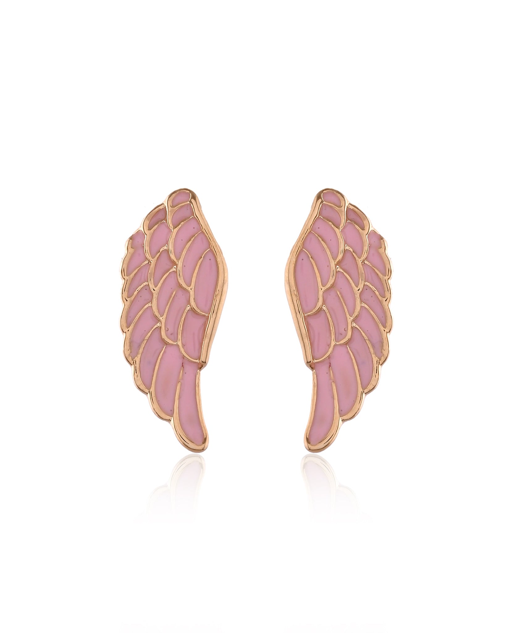 Enameled Angel Wing Pink Earrings