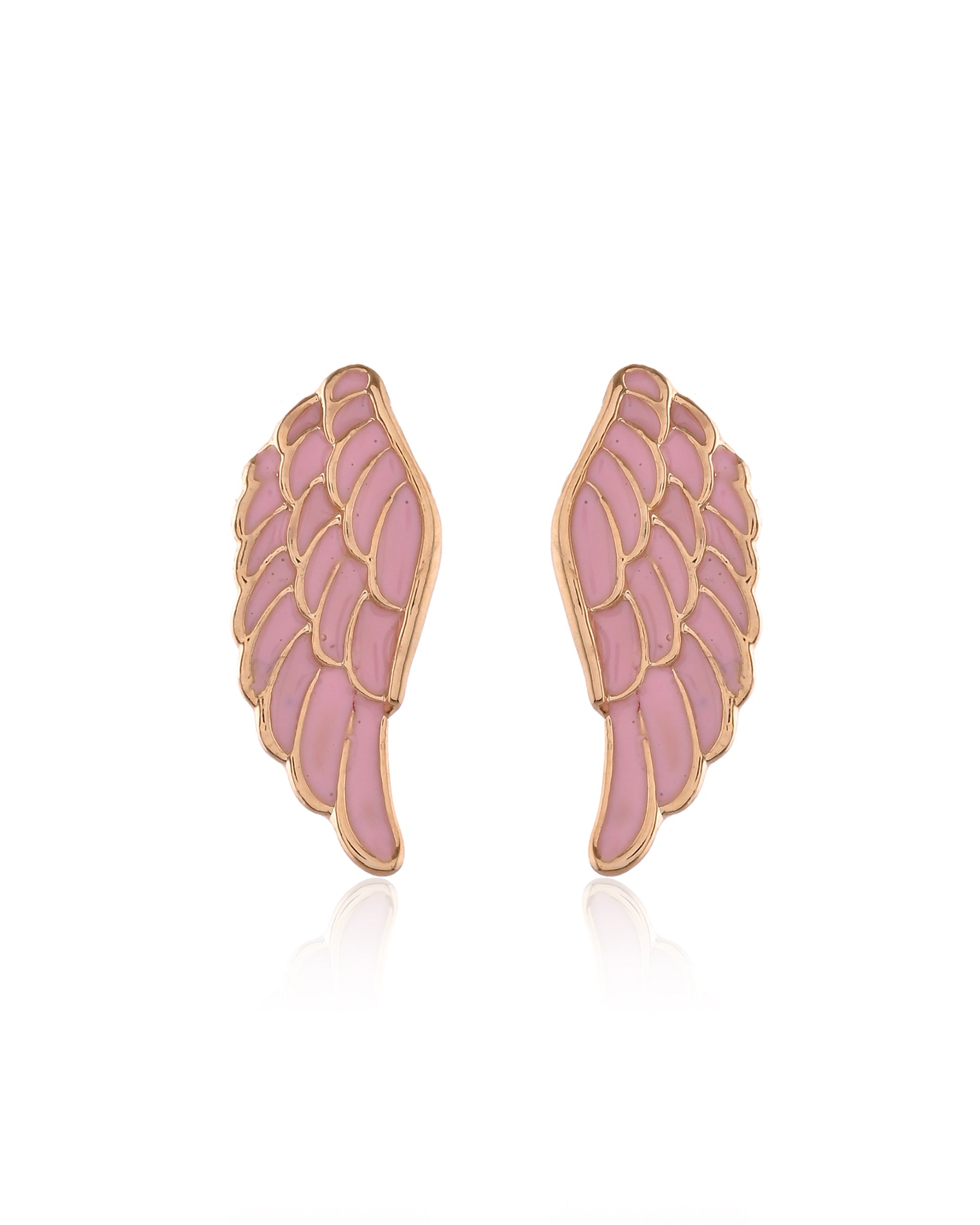 Enameled Angel Wing Pink Earrings