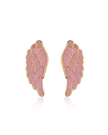 Enameled Angel Wing Pink Earrings