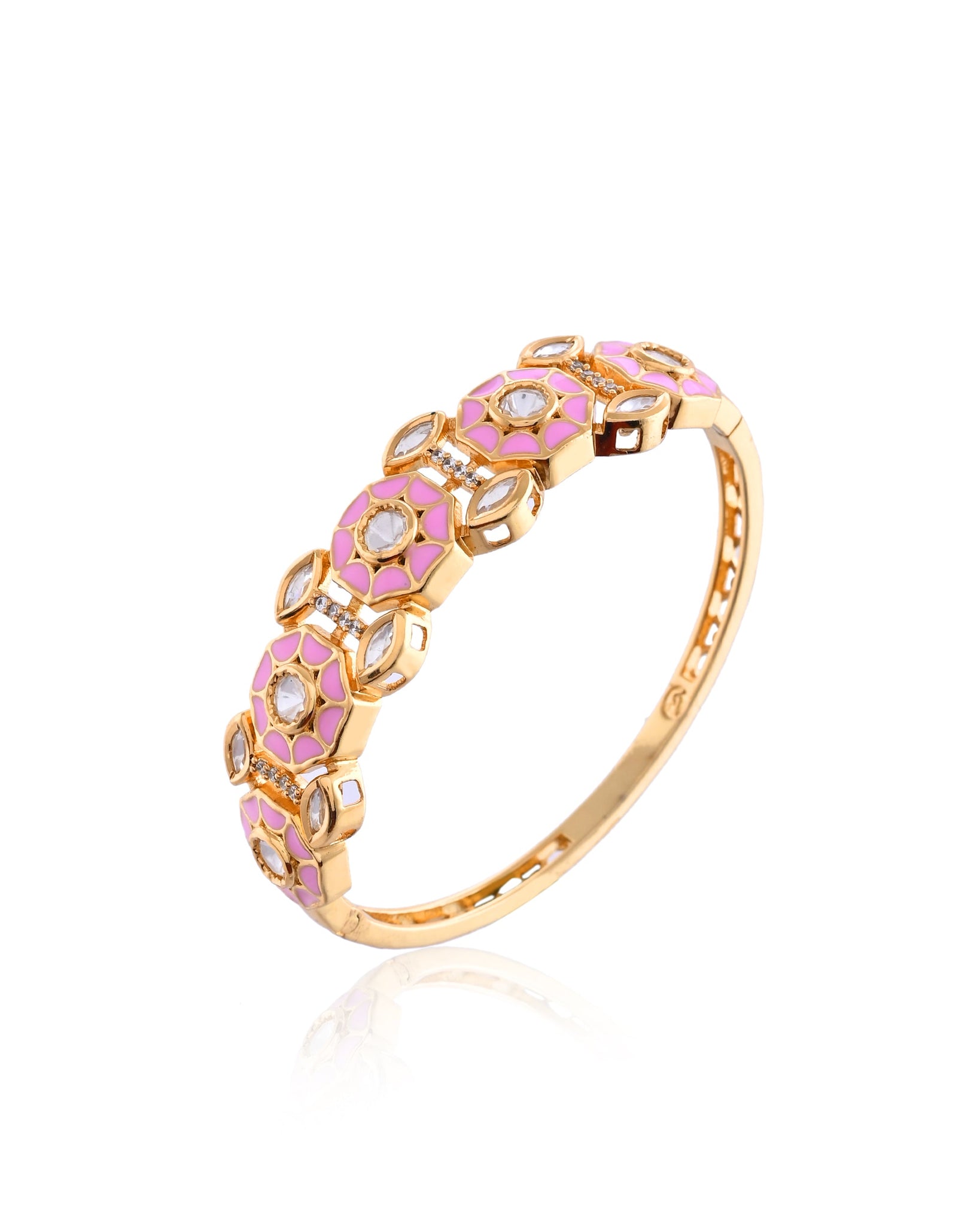 Blush Bloom Meenakari Bangle Bracelet