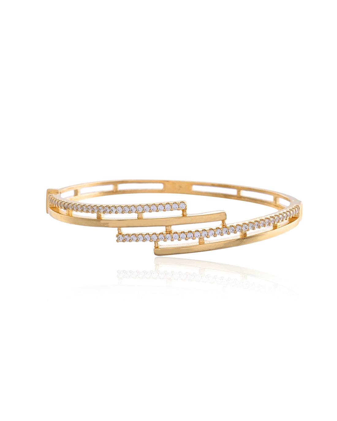 Contemporary Crystal Lines Bangle Bracelet