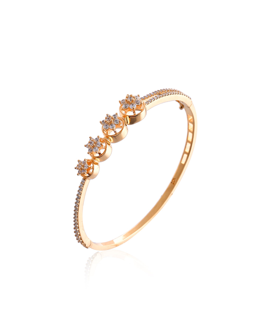 Gilded Halo Diamond-Simulant Bangle Bracelet