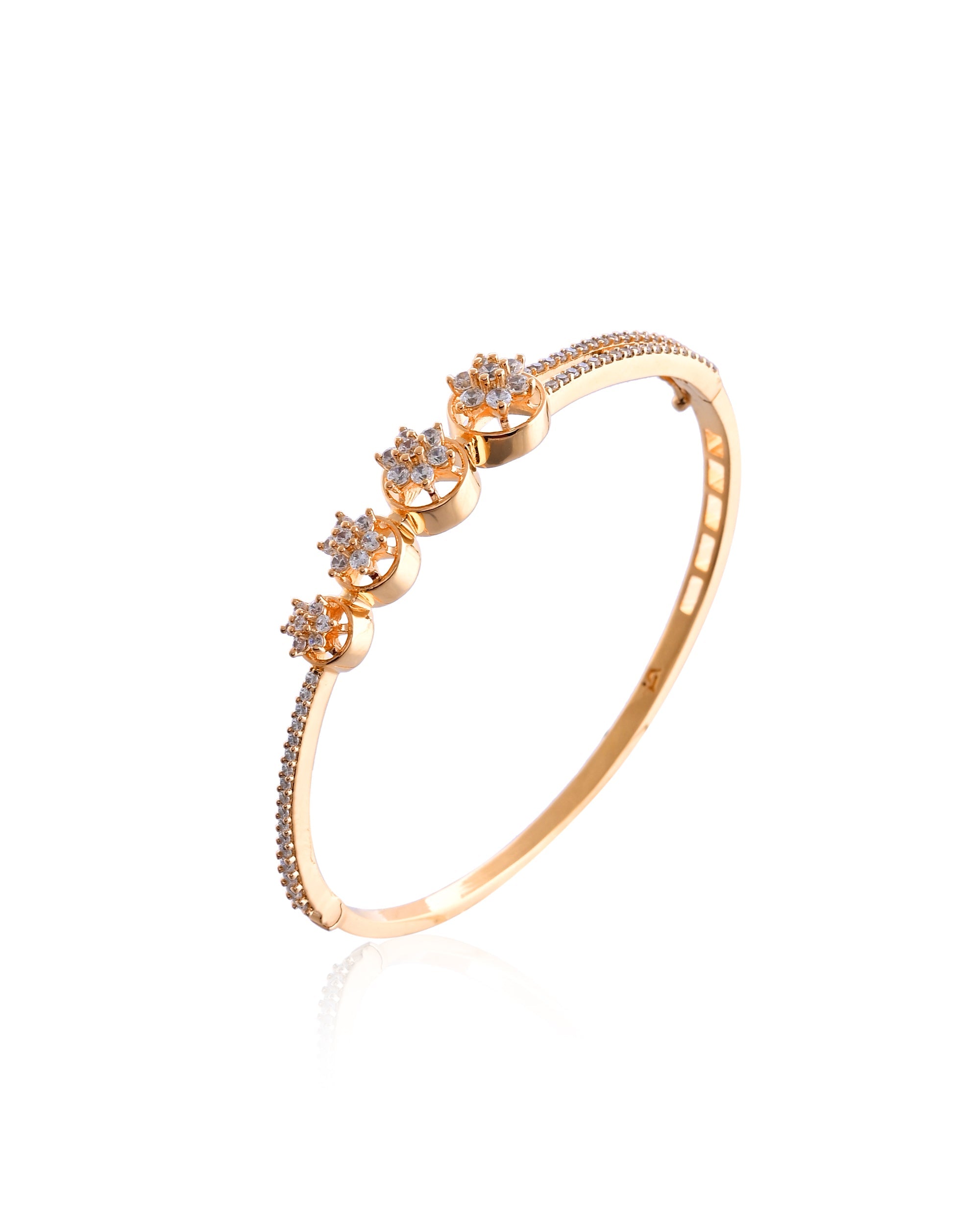 Gilded Halo Diamond-Simulant Bangle Bracelet