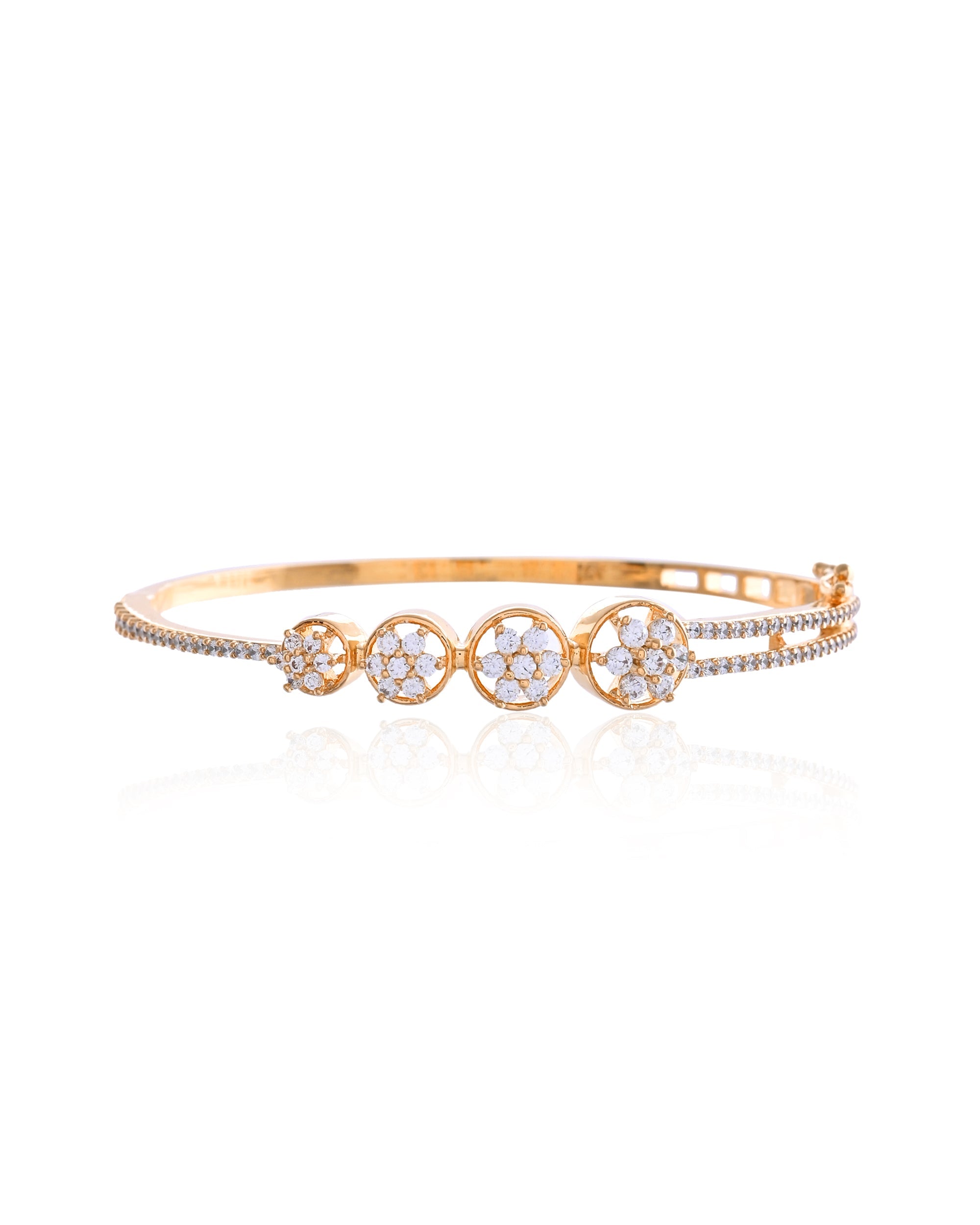 Gilded Halo Diamond-Simulant Bangle Bracelet