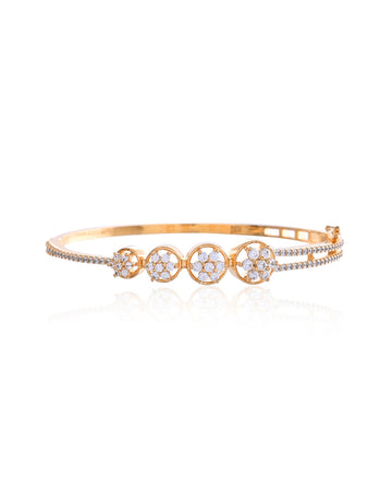 Gilded Halo Diamond-Simulant Bangle Bracelet
