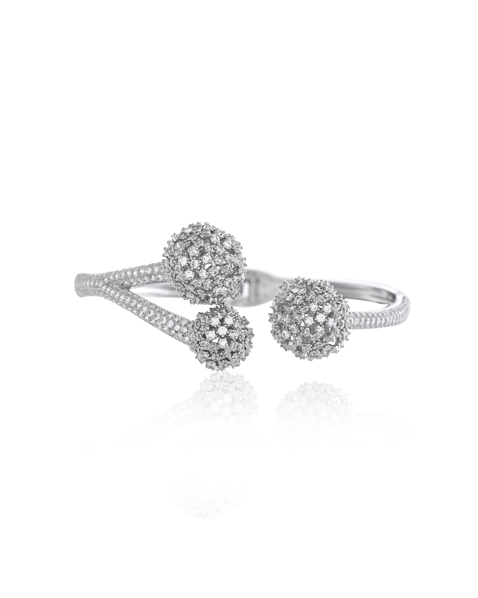 Filigree Gilded Openwork Pave Wide Cuff Bracelet