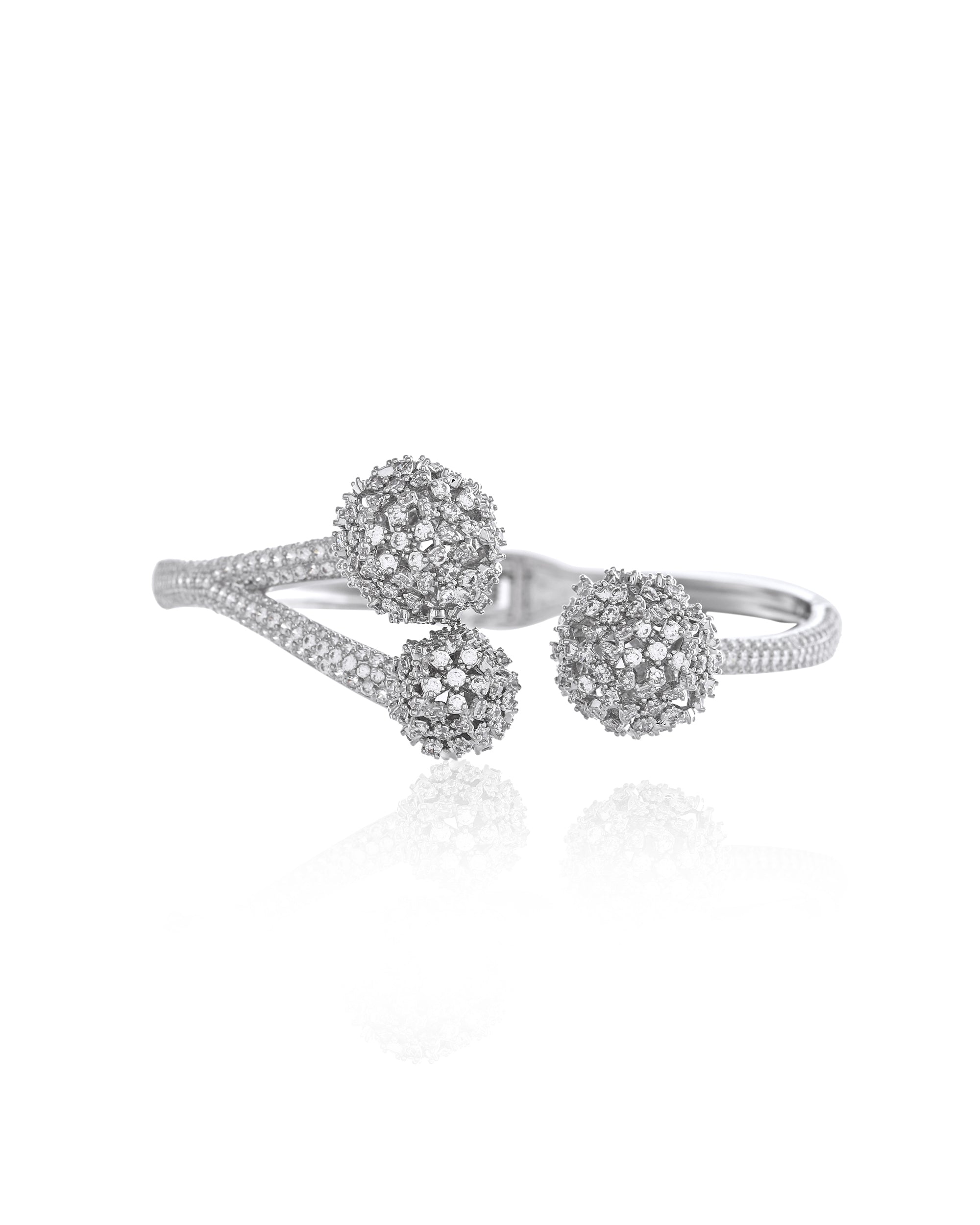 Filigree Gilded Openwork Pave Wide Cuff Bracelet