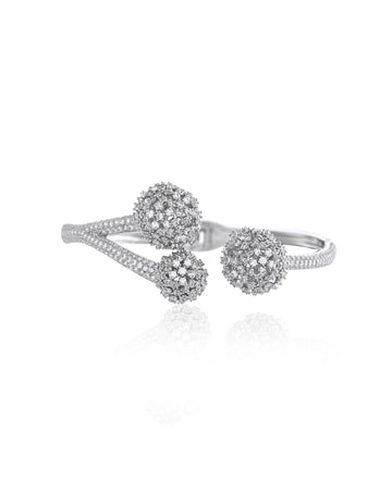 Filigree Gilded Openwork Pave Wide Cuff Bracelet