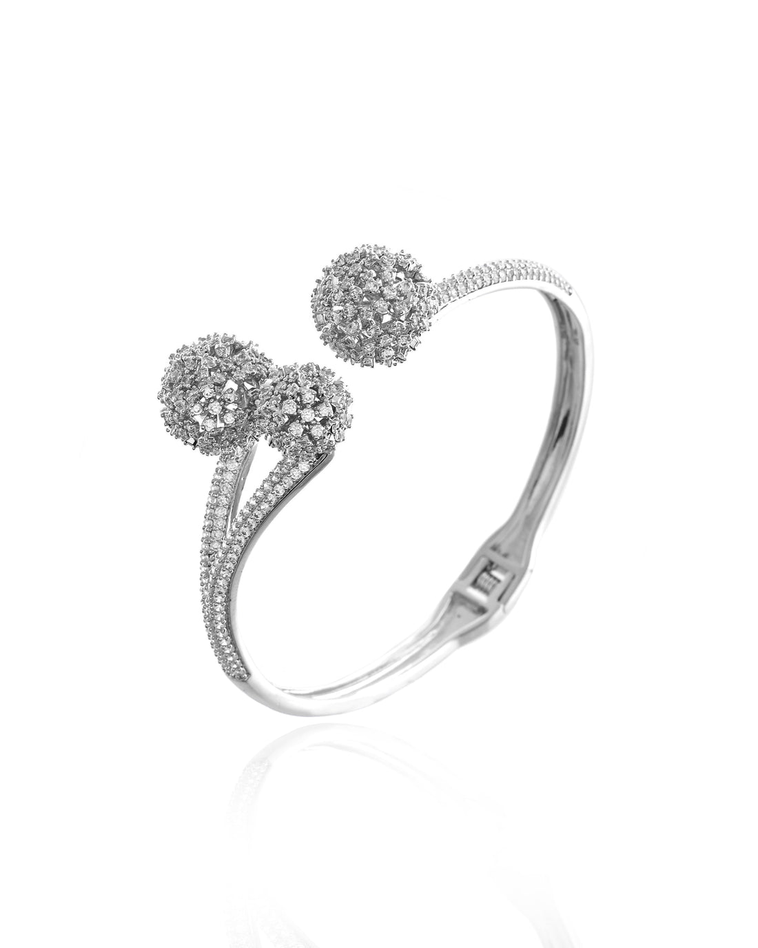 Filigree Gilded Openwork Pave Wide Cuff Bracelet