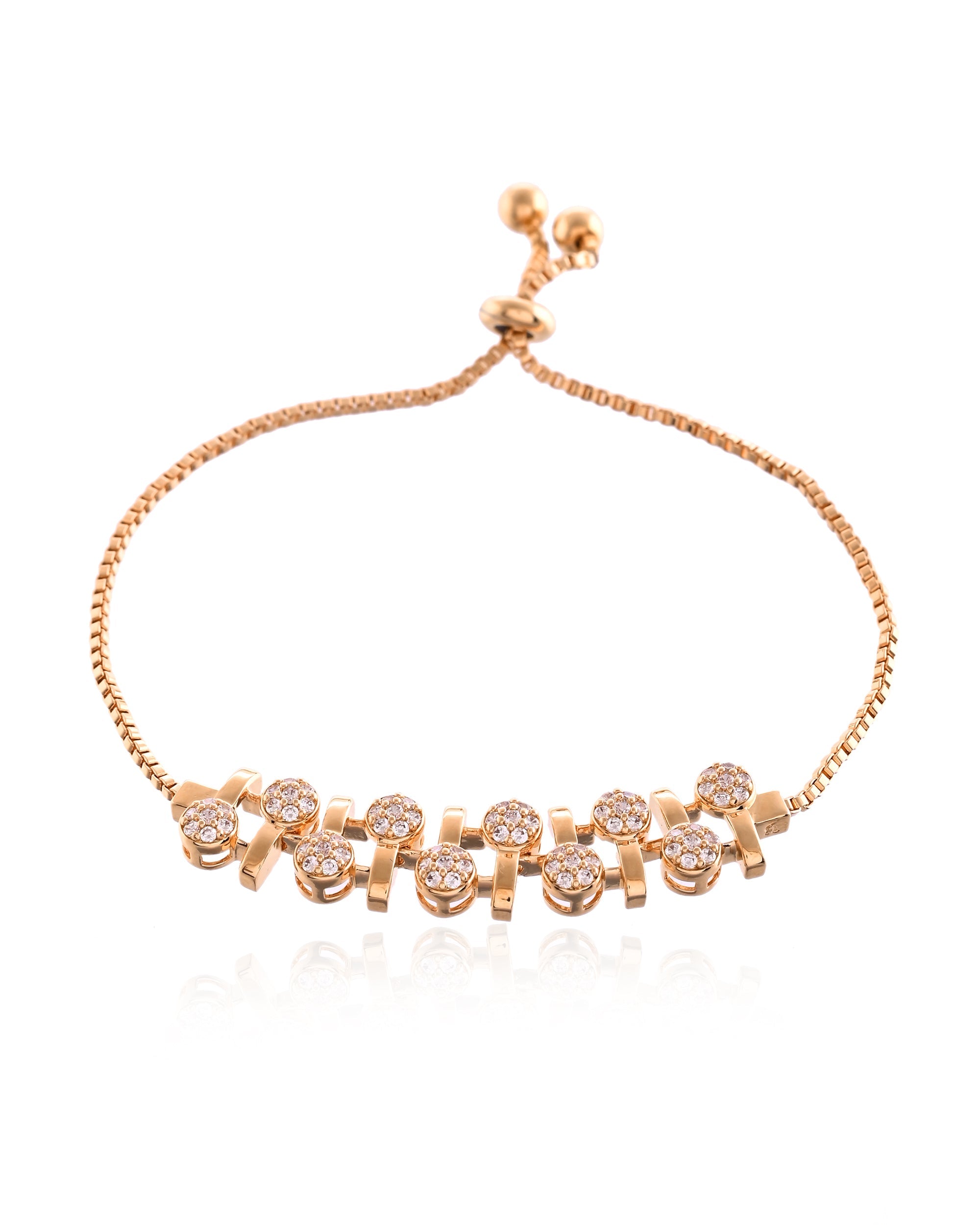 Intertwined Petal Rose Gold Linkage Slider Bracelet