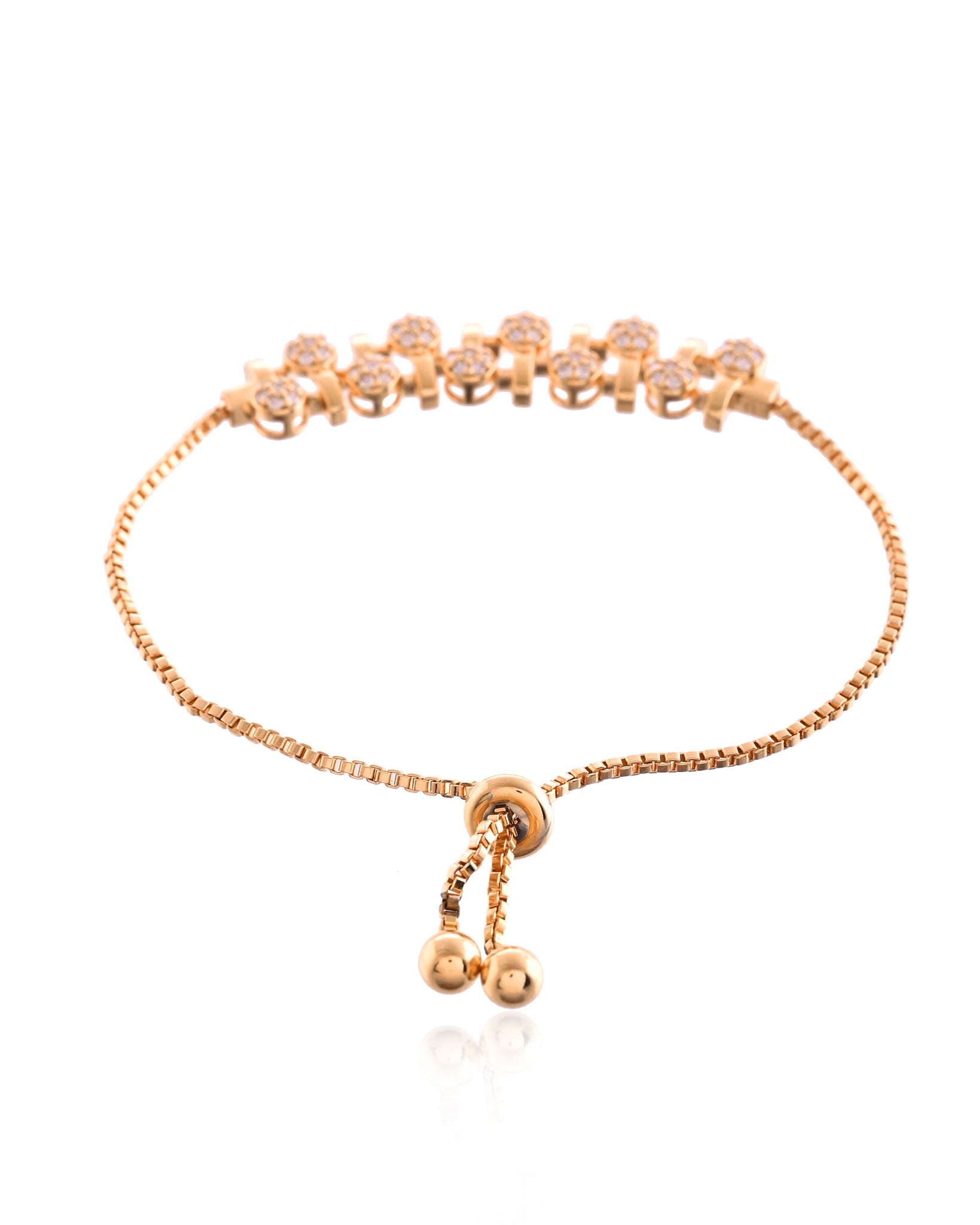 Intertwined Petal Rose Gold Linkage Slider Bracelet