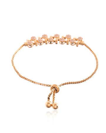 Intertwined Petal Rose Gold Linkage Slider Bracelet