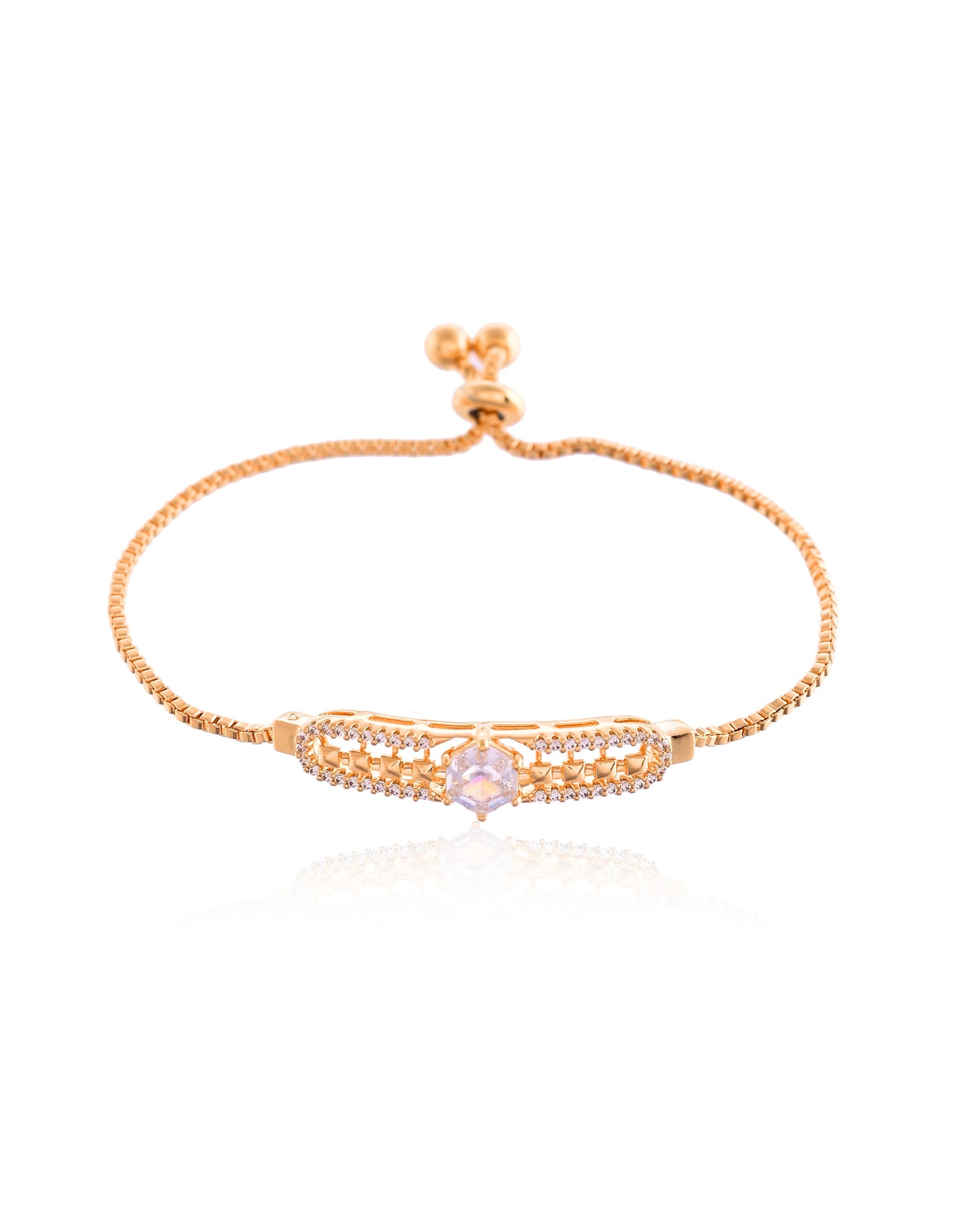 Rose Gold With Dazzling Garland Diamond Linkage Slider Bracelet