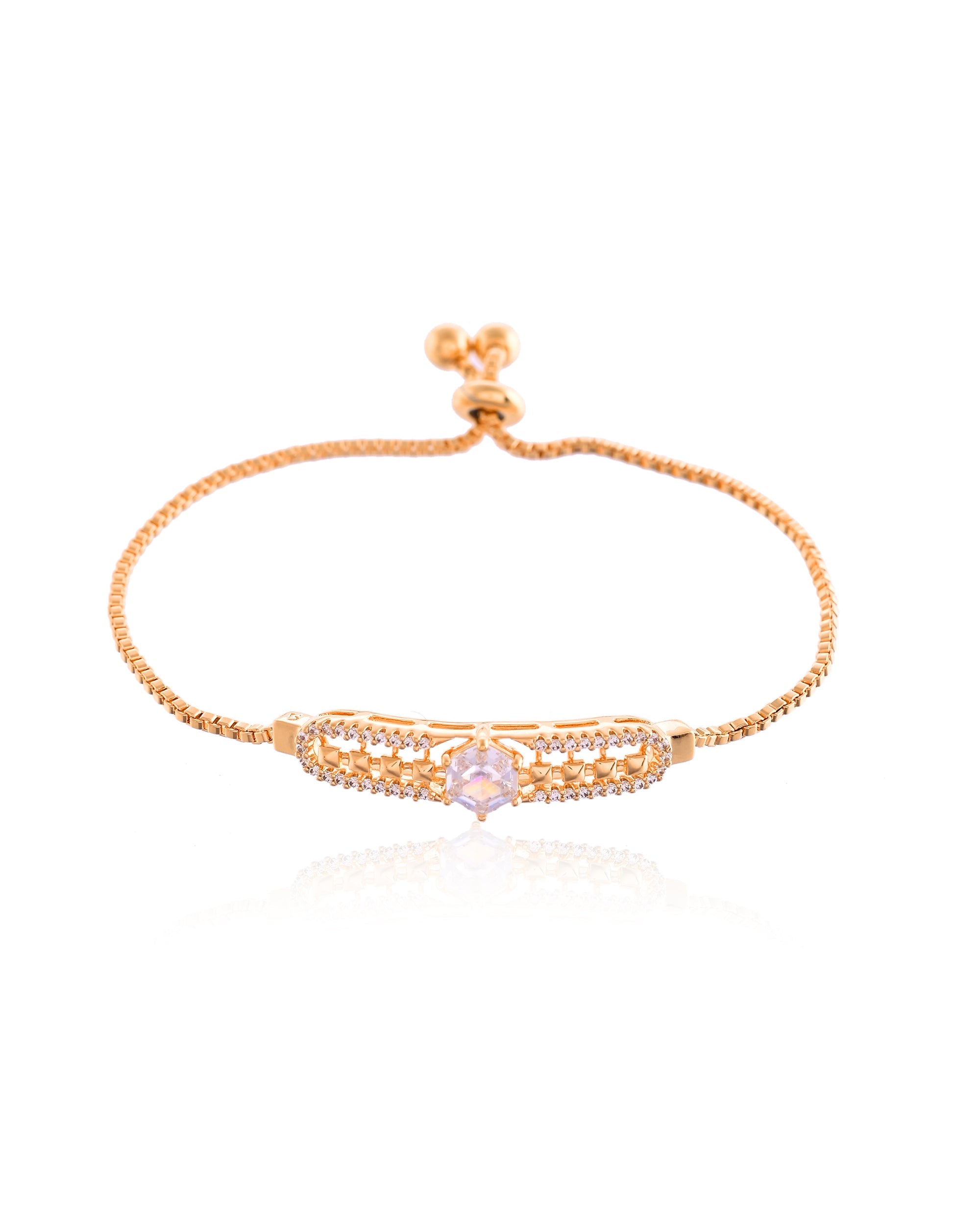 Rose Gold With Dazzling Garland Diamond Linkage Slider Bracelet