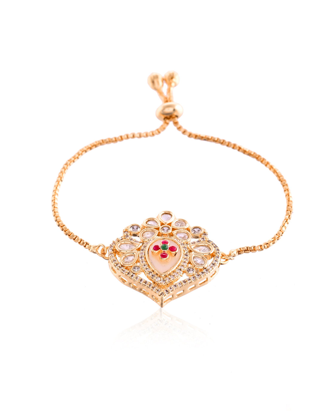 Empress Rose Gold Adjustable Kundan Bloom Bracelet