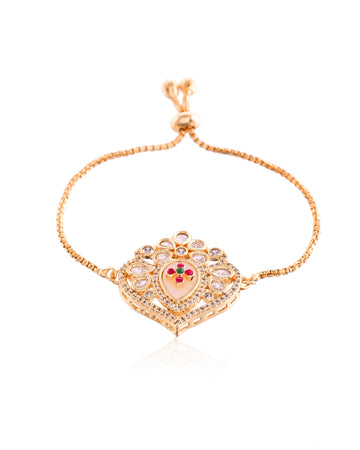 Empress Rose Gold Adjustable Kundan Bloom Bracelet