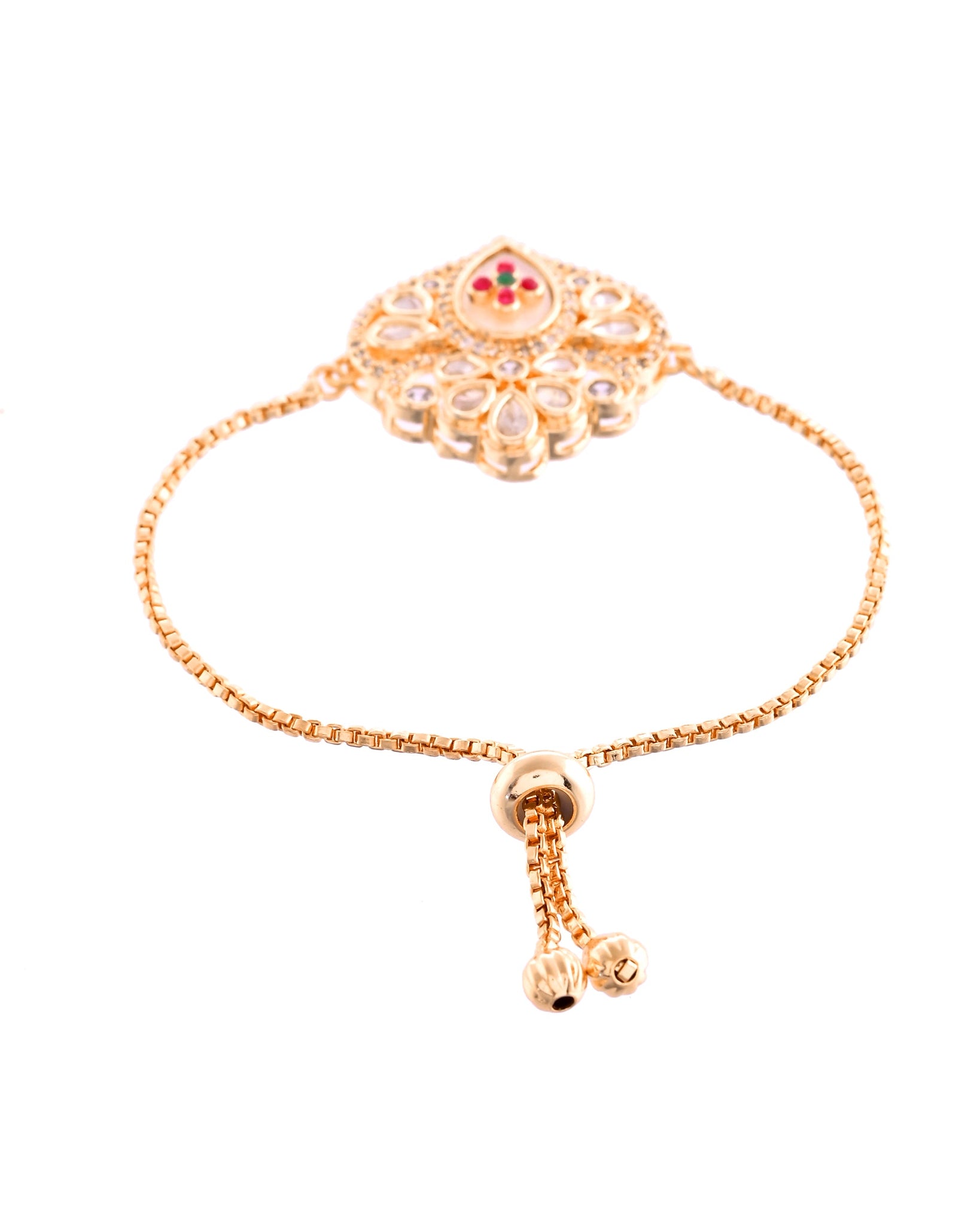 Empress Rose Gold Adjustable Kundan Bloom Bracelet