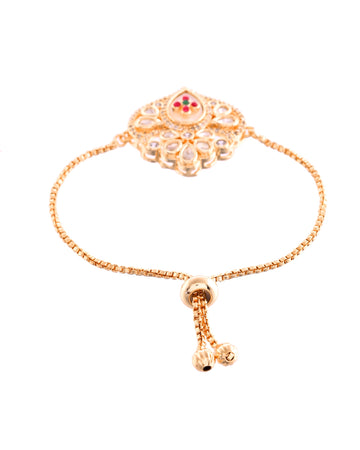 Empress Rose Gold Adjustable Kundan Bloom Bracelet