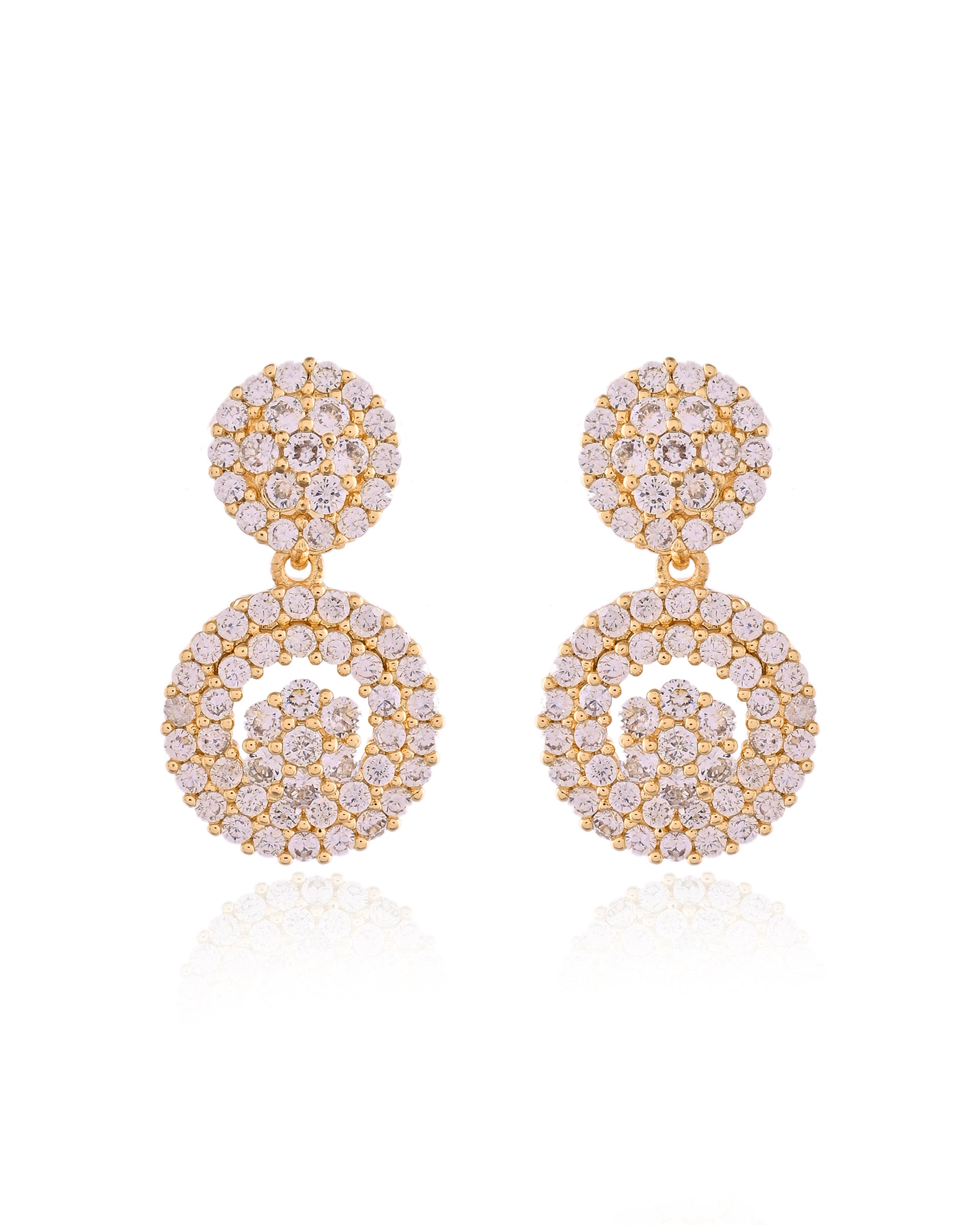 Pave Spiral Golden Statement Vortex CZ Complete Jewelry Set