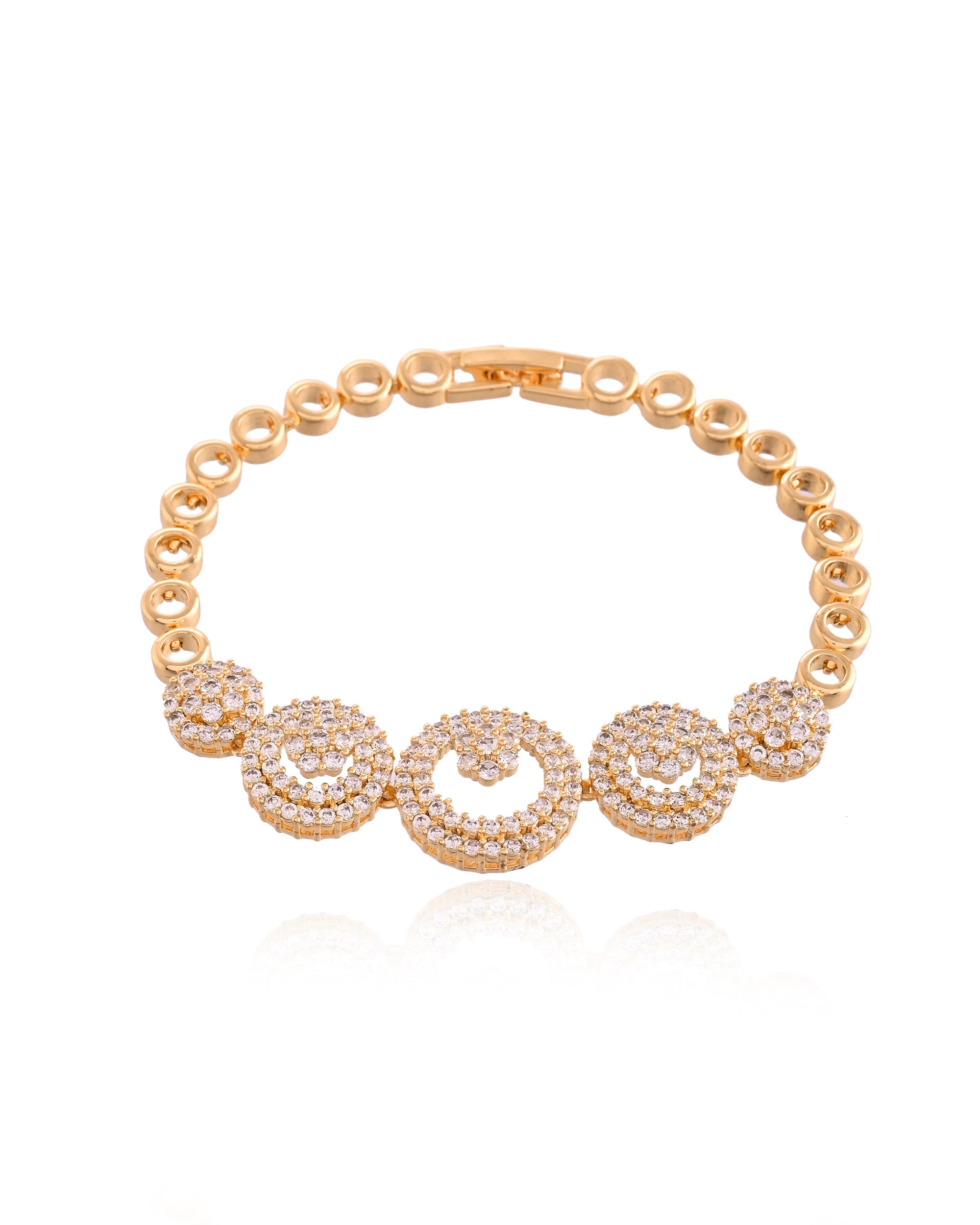 Pave Spiral Golden Statement Vortex CZ Complete Jewelry Set