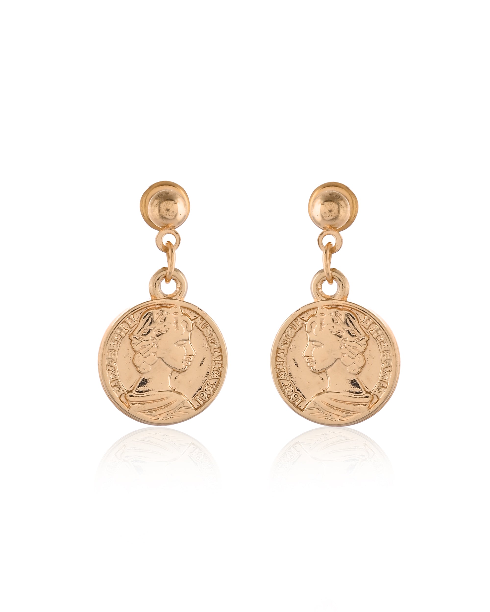 Vintage Combo Coin Drop Gold Medallion Earrings
