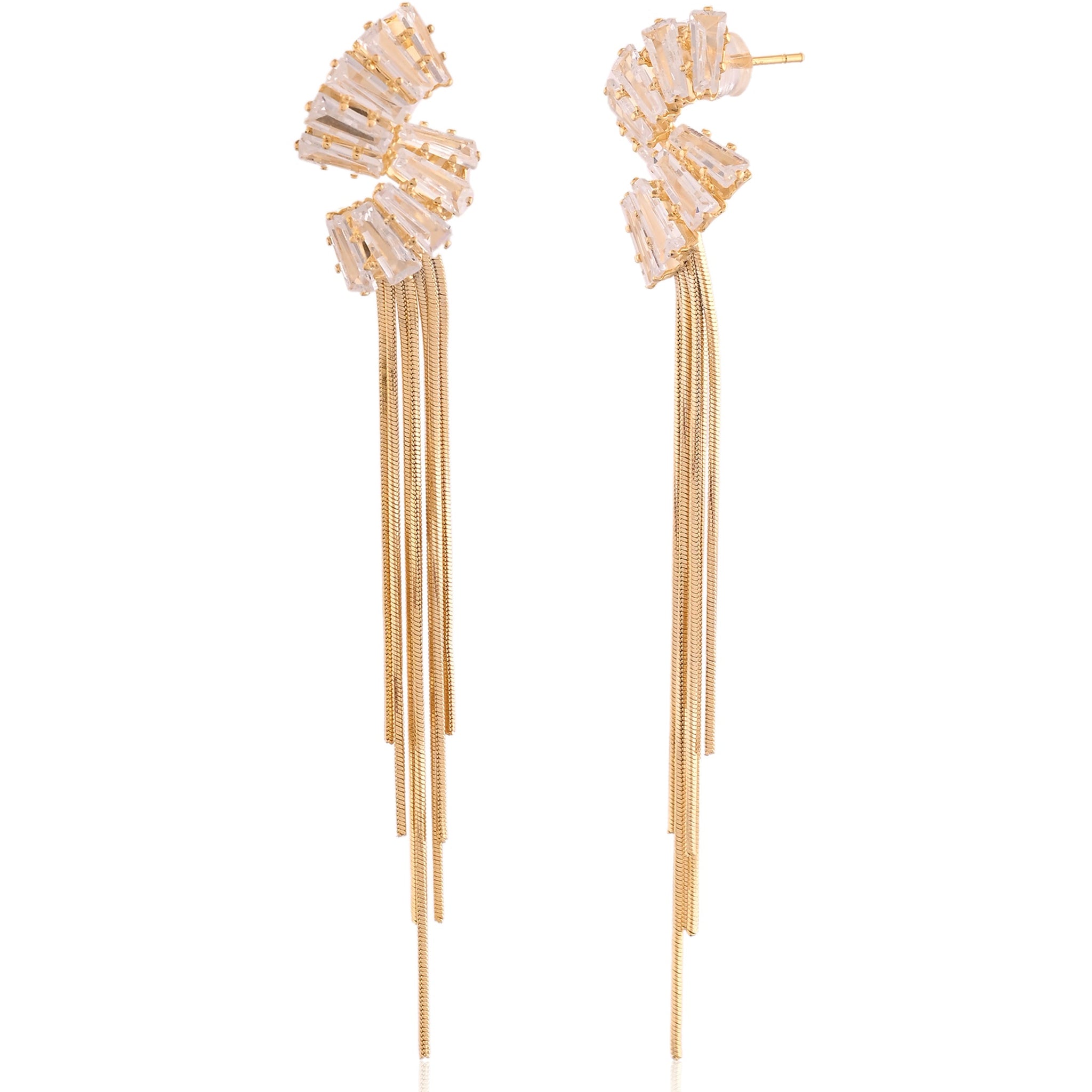 Helios Burst Threader Light Baguette Earrings