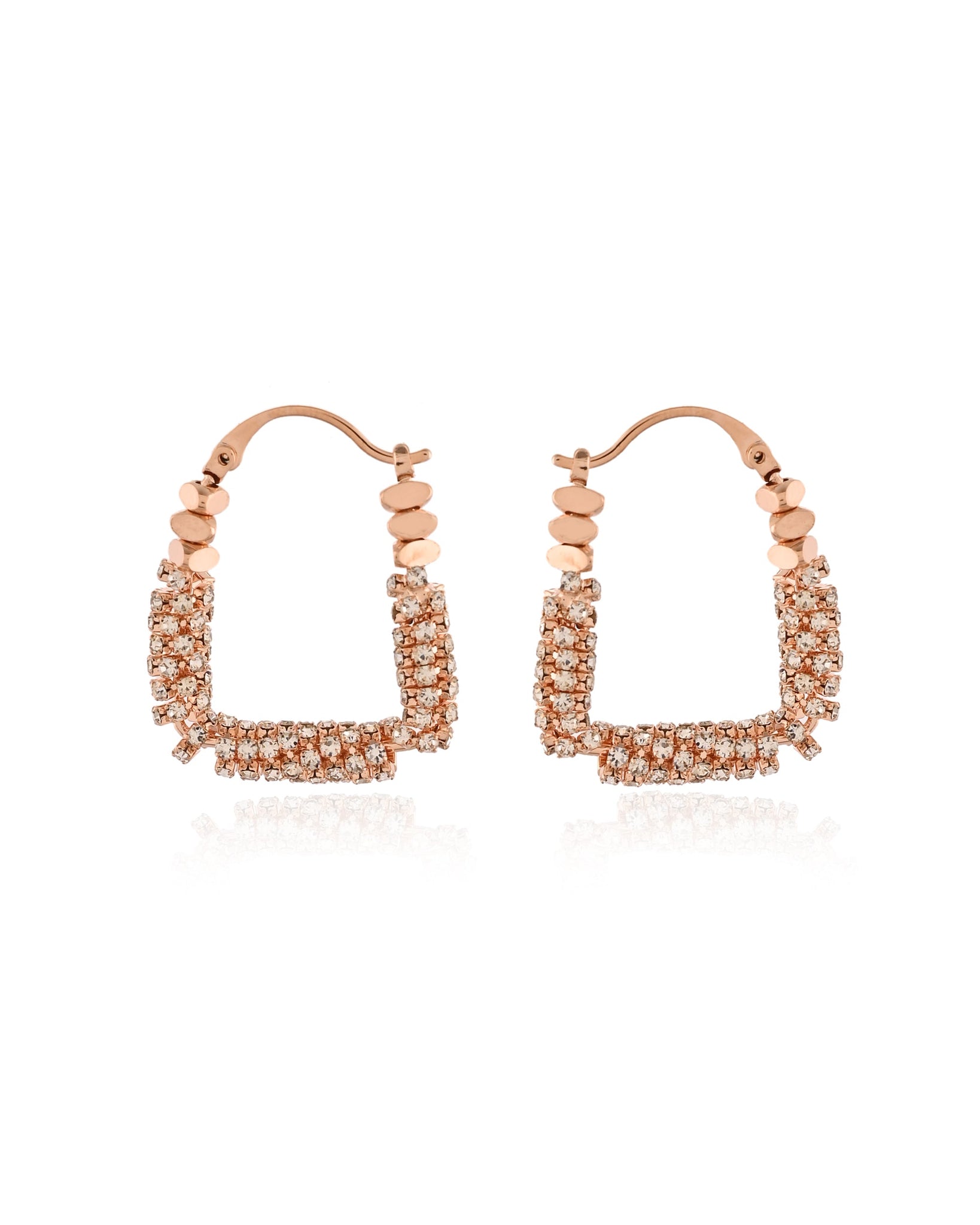 Copper Constellation Rose Gold Pave Hoops Earrings